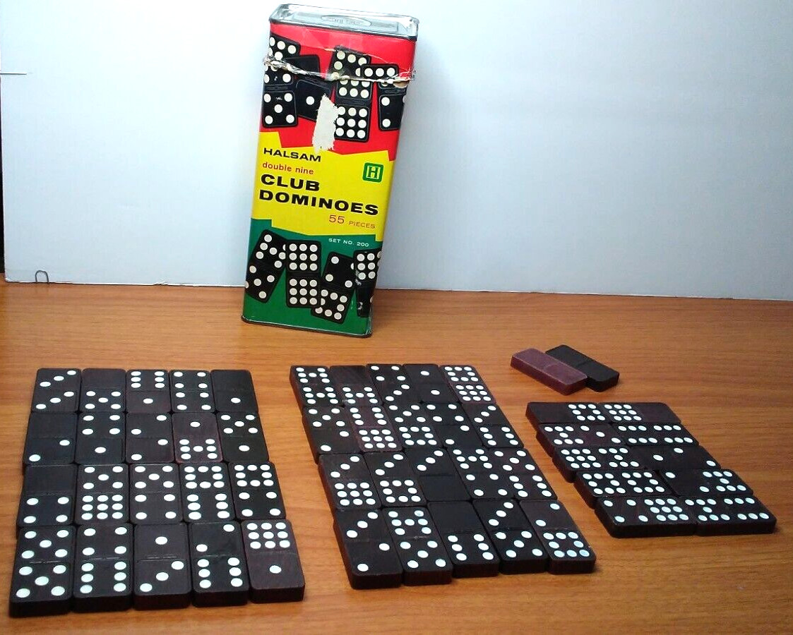 Halsam Double Nine Club Dominoes Game Set No. 200 Vintage 1970s Playskool USA