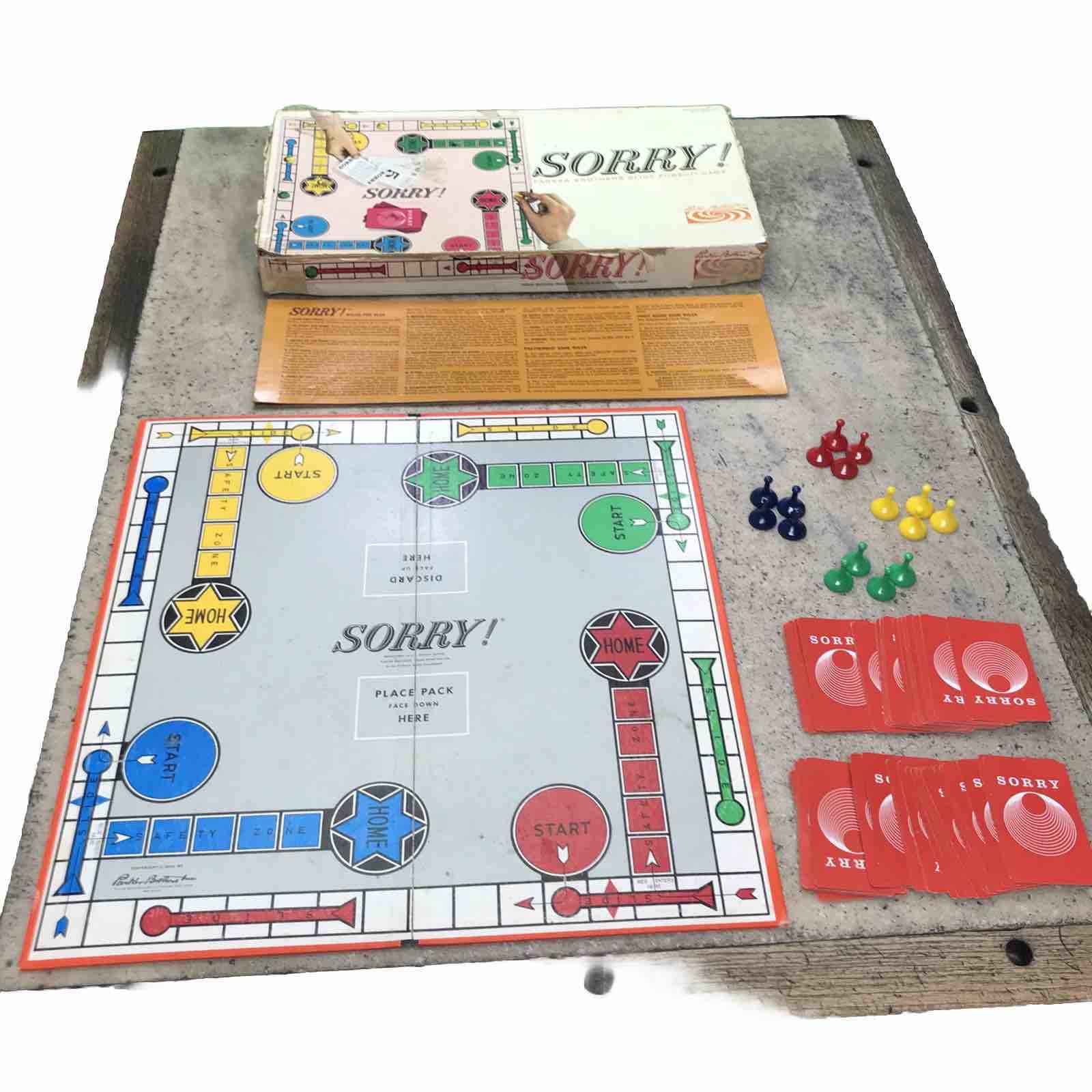 Vintage 1950s 60s SORRY Board Game Parker Brothers 100% Complete – Family Fun!