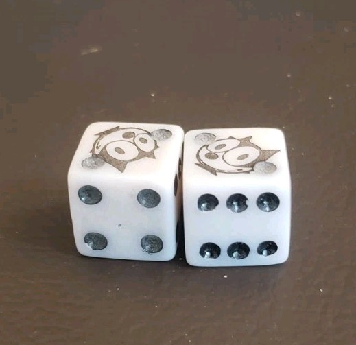 Vintage FELIX THE CAT Game Dice Pair Die From Board Game? HARD TO FIND!!!