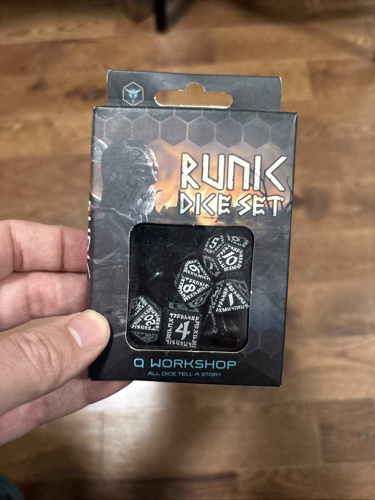 Runic Black And White Dice Set Role Playing Games Q-Workshop Dnd Rpg Roll NEW