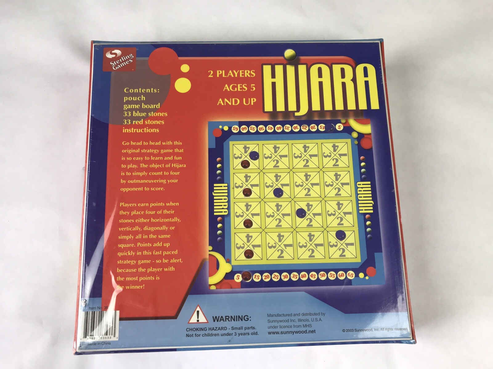 Hijara Strategy Board Game 2003 Sunnywood NO. 3533 Sterling Games – NEW Ages 8+