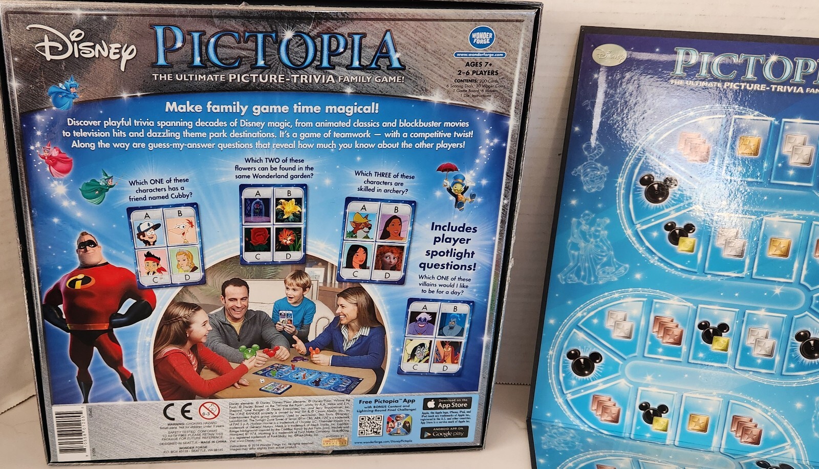 Disney PICTOPIA Trivia Family Board Game w/ Instructions COMPLETE Never used