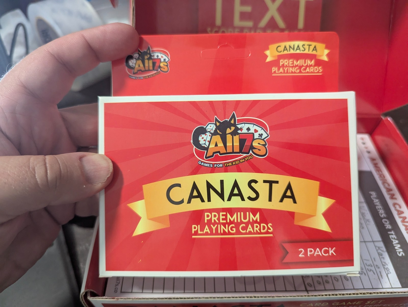 CANASTA CARD GAME SET Two Decks Dual Deck Card Holder 2 Scorepads 100% COMPLETE