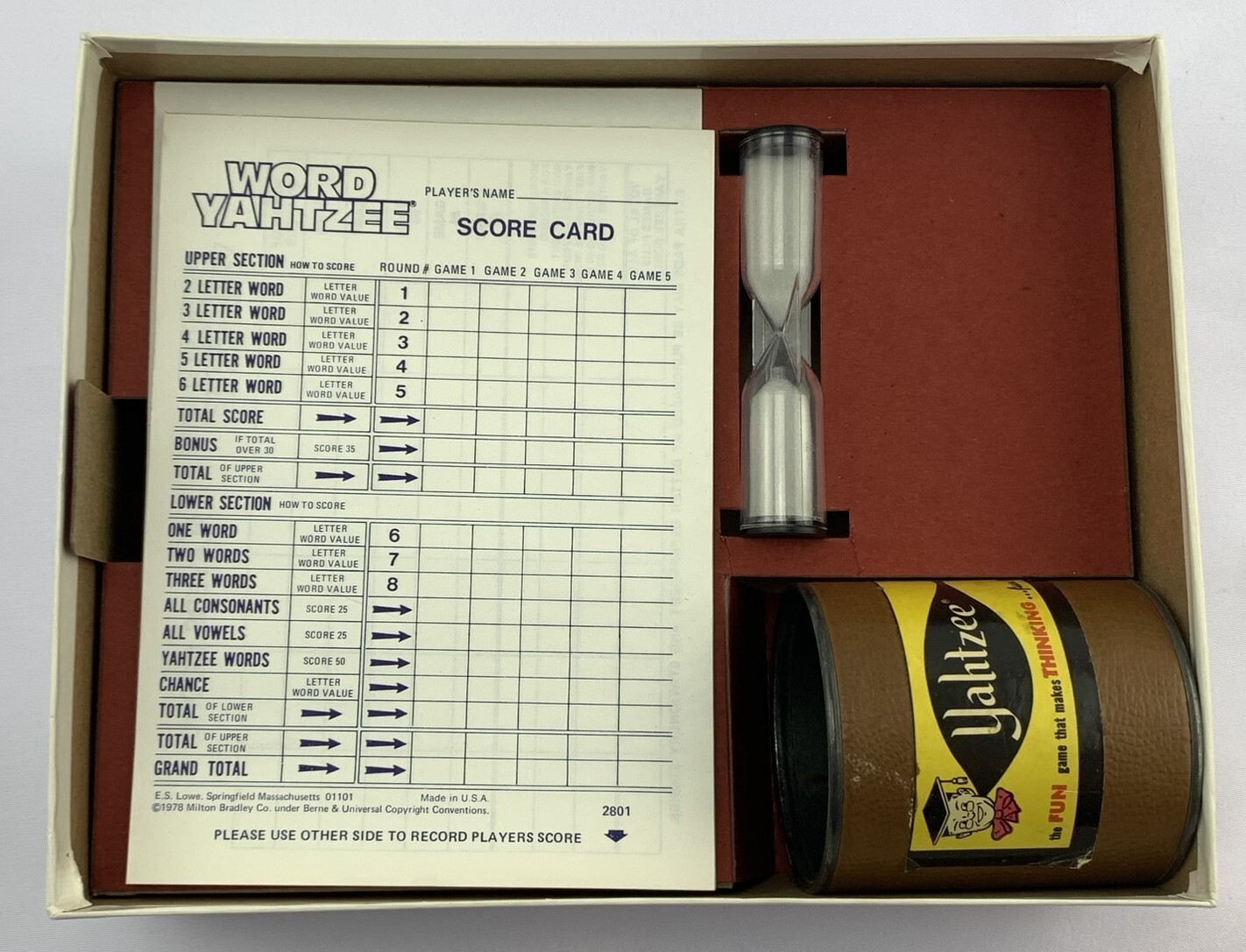 1978 Word Yahtzee Game by Milton Bradley Complete in Very Good Cond FREE SHIP