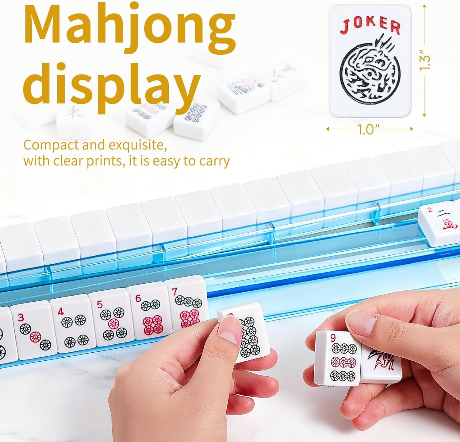 American Mahjong Tiles Set, 166 White Tiles, 4 Color Racks & Pushers, Complete W