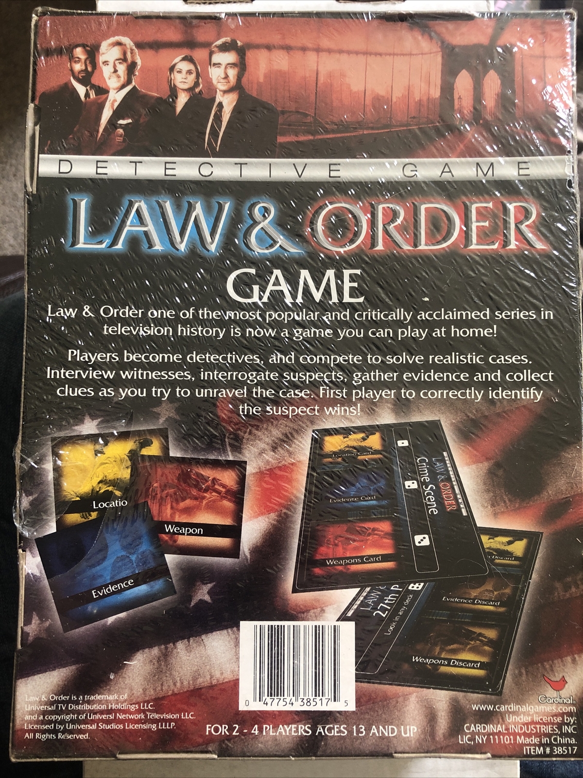 Law & Order Detective Game Cardinal Games 2-4 players ages 13+ TV Show