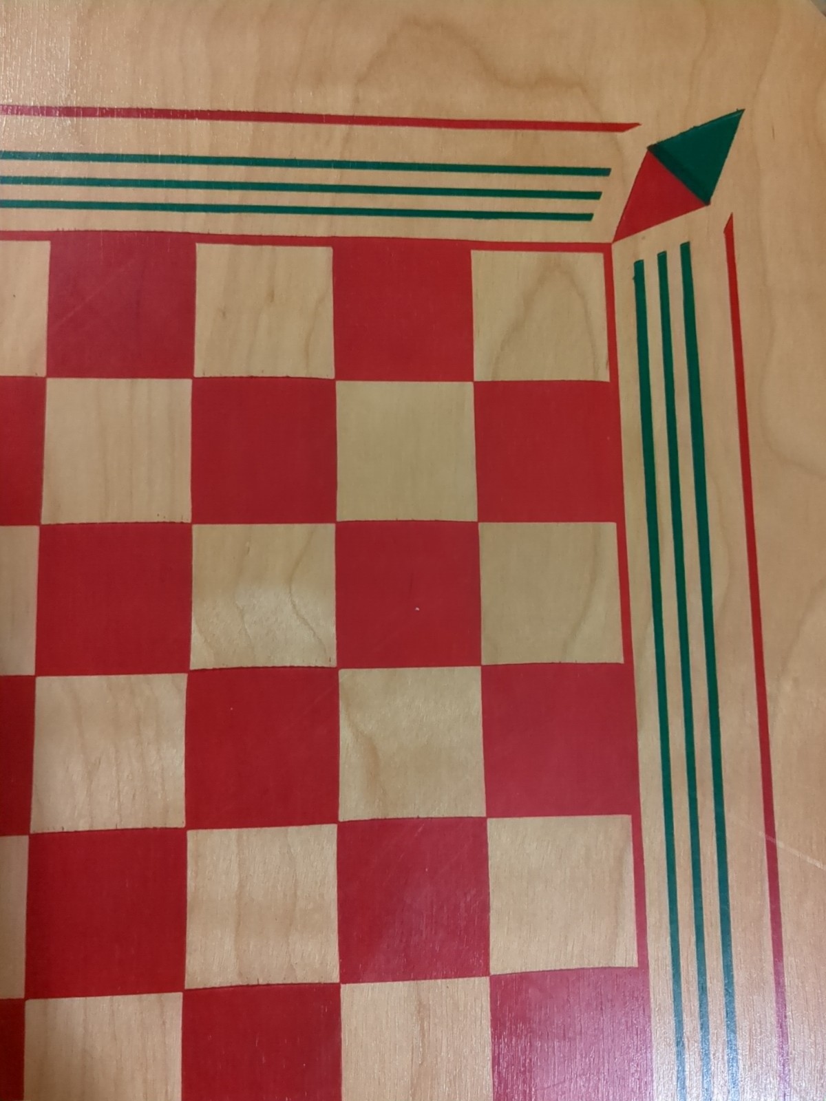 1950 No 50 Carrom Board from Carrom Industries w partial Set of Checkers & Rings