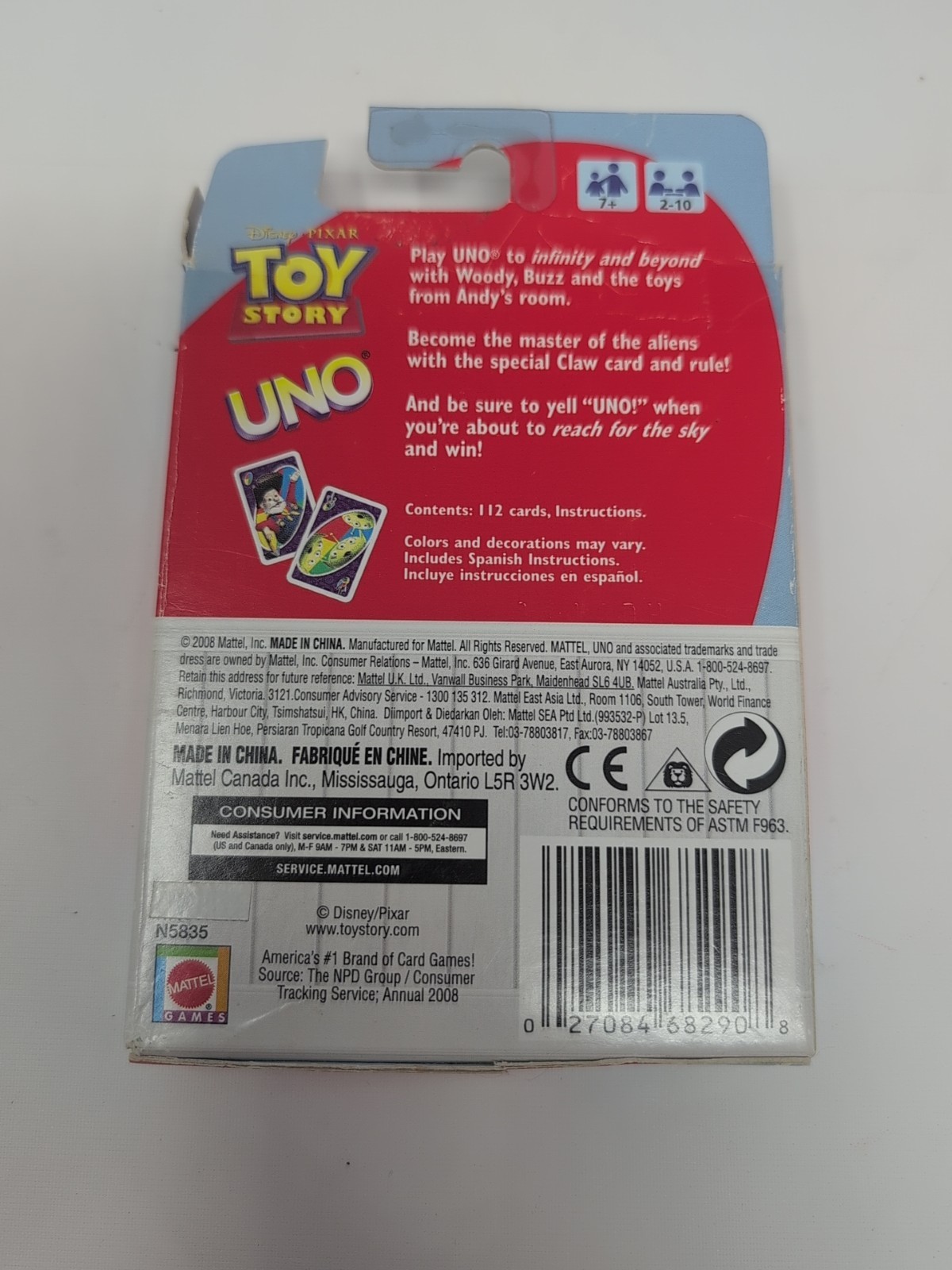 RARE 2008 FIRST TOY STORY 1 UNO FAMILY CARD GAME