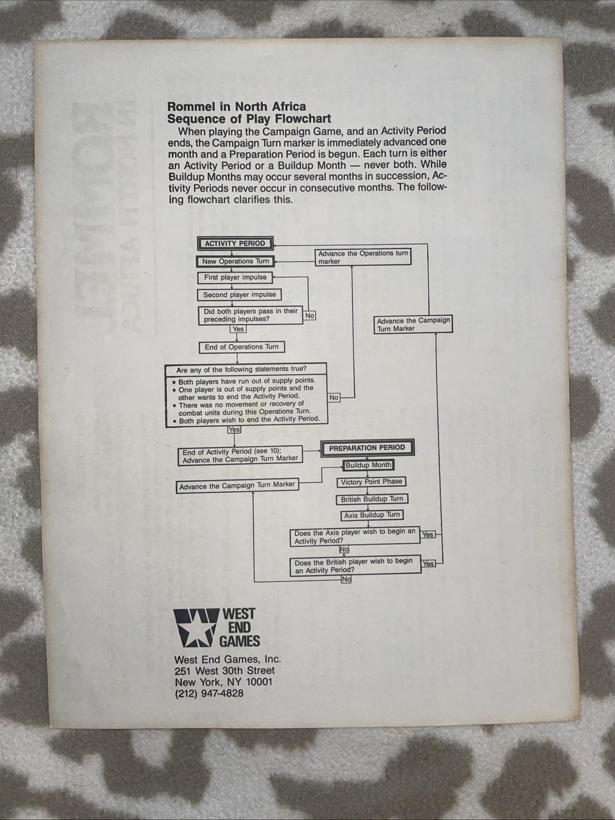 West End Games. 1986. Rommel In North Africa. Punched VGC.