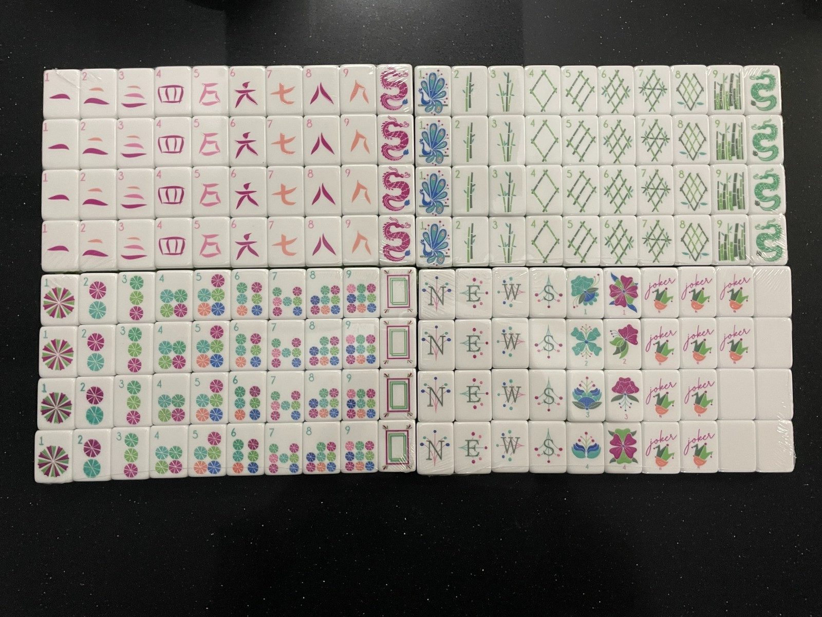 NEW American Mahjong Tiles Set – 160 Tiles, 4-layer engraved acrylic ( Pink)