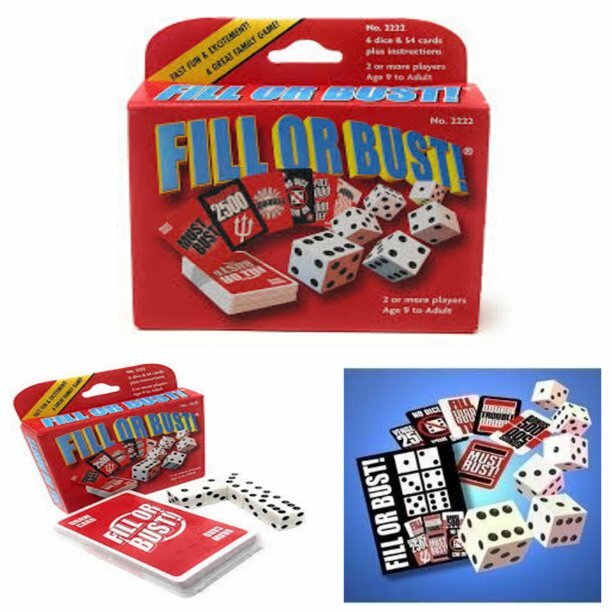 Fill Or Bust Dice Card Game 2 Pack Family Party Gift Press Your Luck