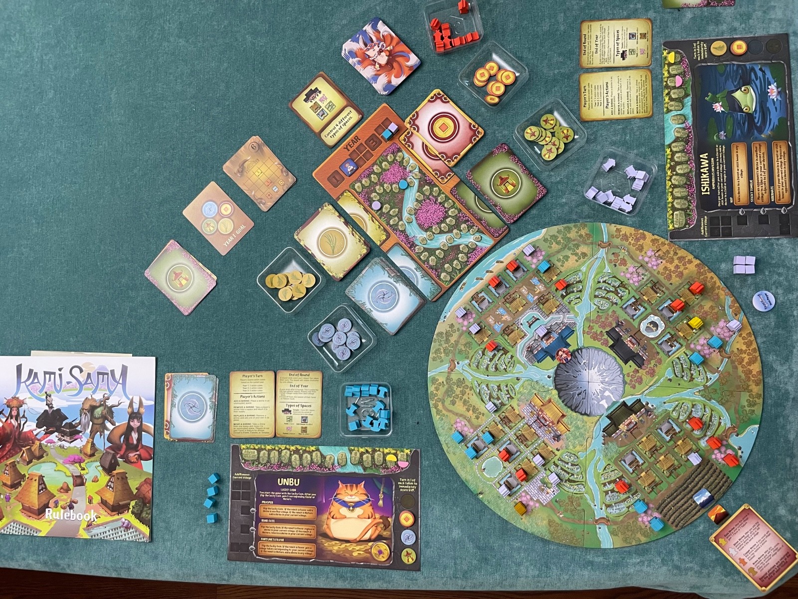 Kami-Sama Board Game with The Awakened + Spirit Way Expansions – NM Condition!