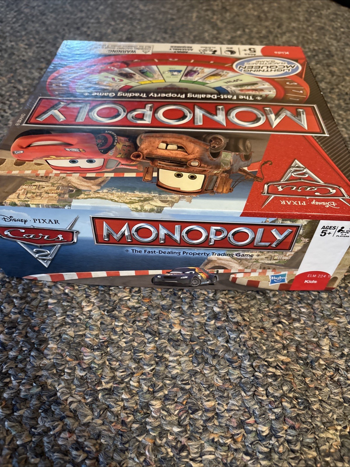 Disney Pixar Cars 2 Monopoly Game Lightning McQueen Racetrack Game COMPLETE Used