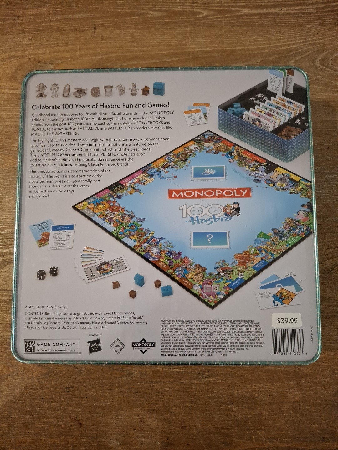 WS Game Company Monopoly Hasbro 100th Anniversary Edition Collectible Tin New