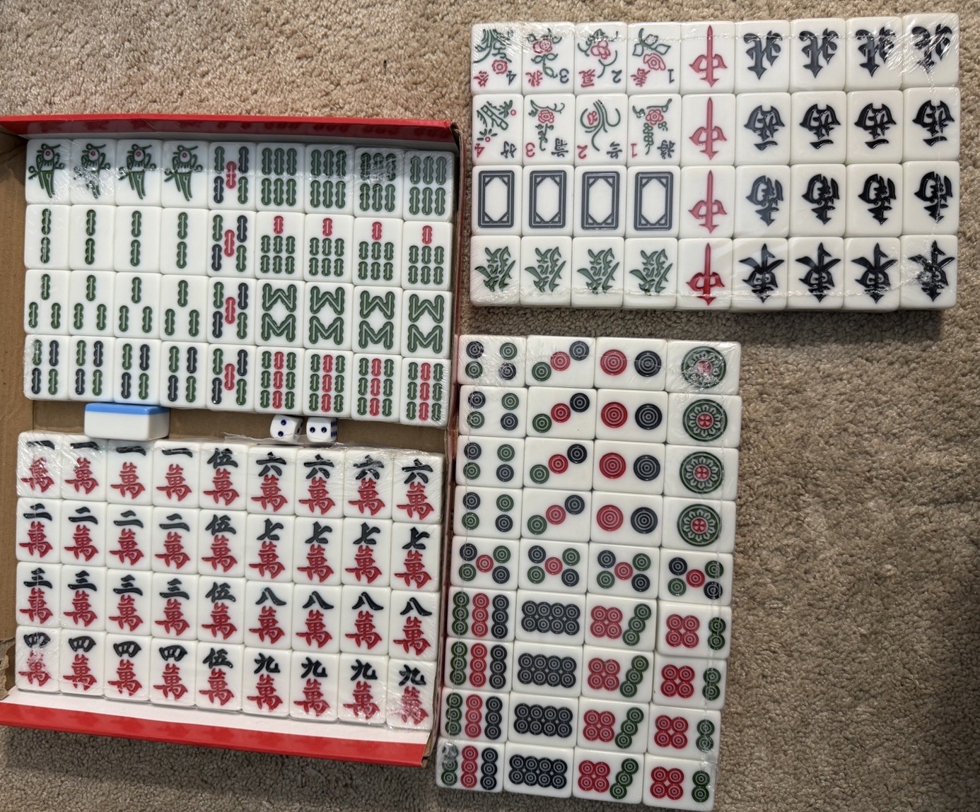 Chinese Mahjong Set 144 Tiles Heavy 14 lb Complete Set