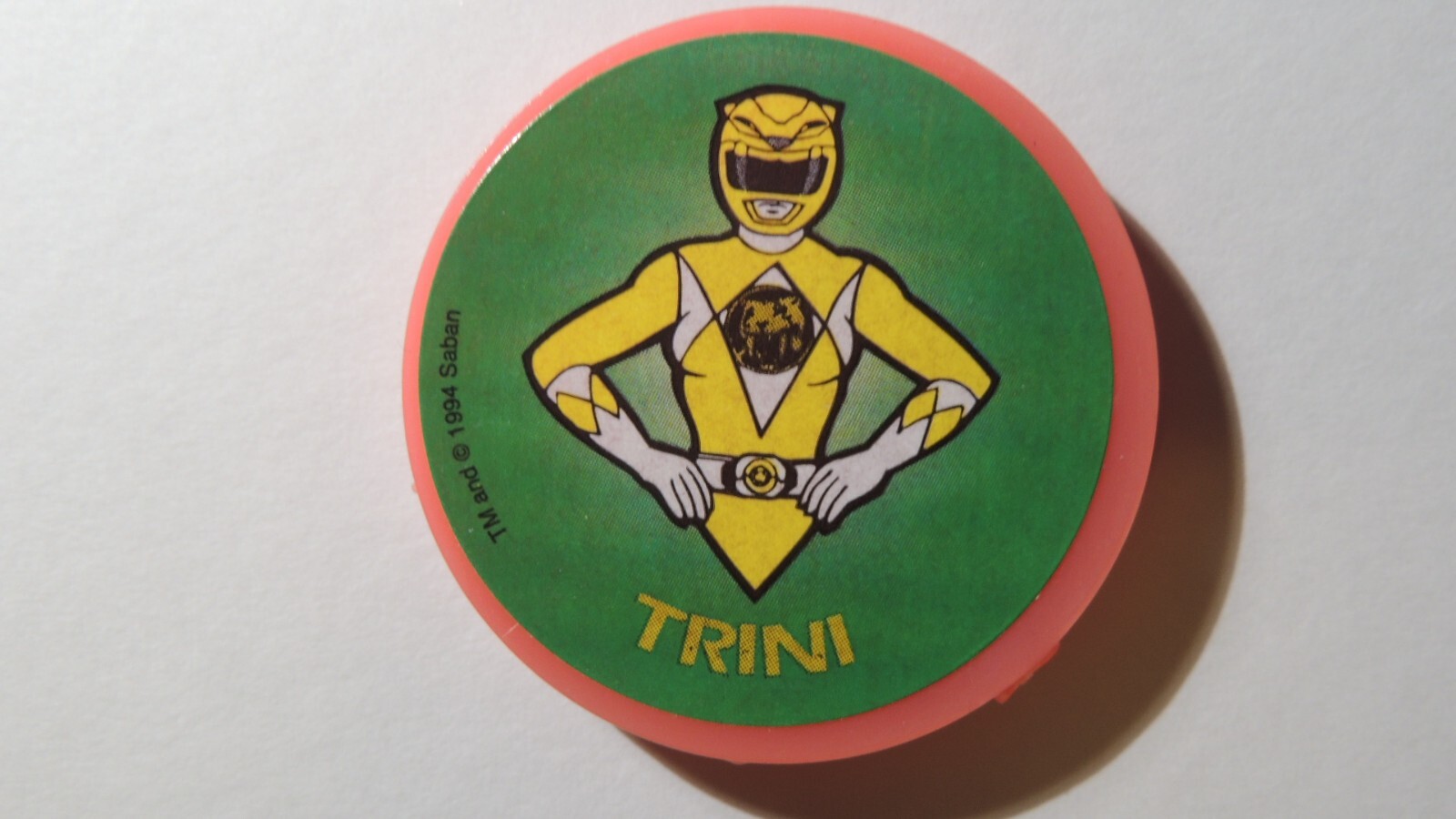 POWER RANGERS VINTAGE 1990’s ‘POG SLAMMER SET OF 6 PINK WITH STORAGE CONTAINER