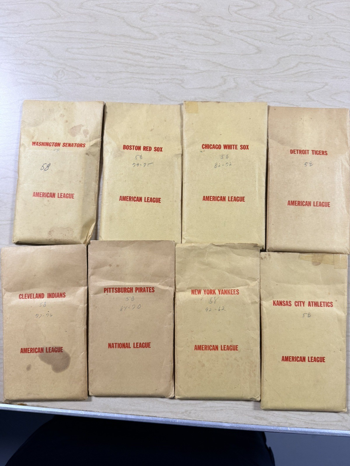APBA Baseball 1958 Season Card Set