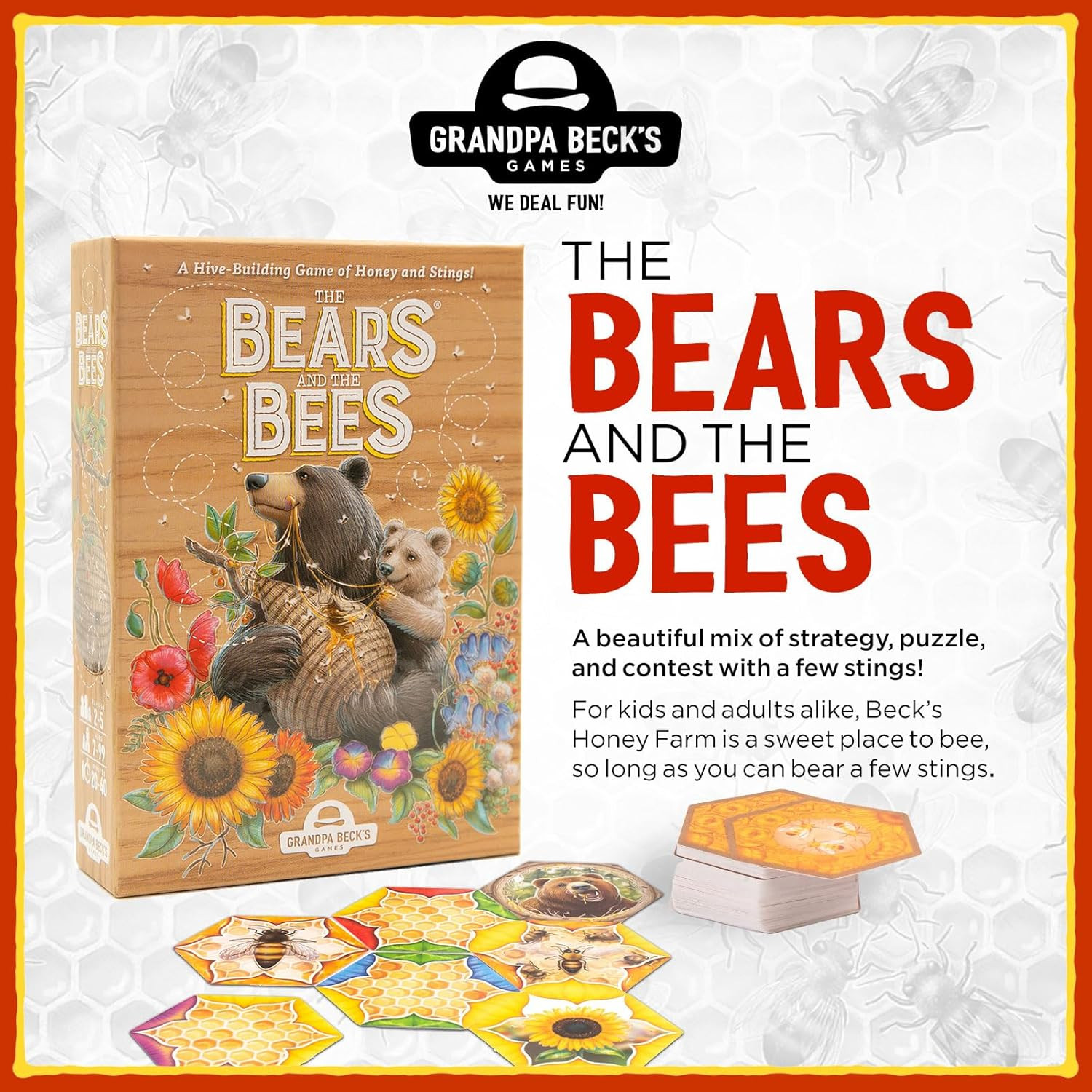 Grandpa Beck’s Games The Bears and The Bees | Strategic Tile Laying Card Game fo