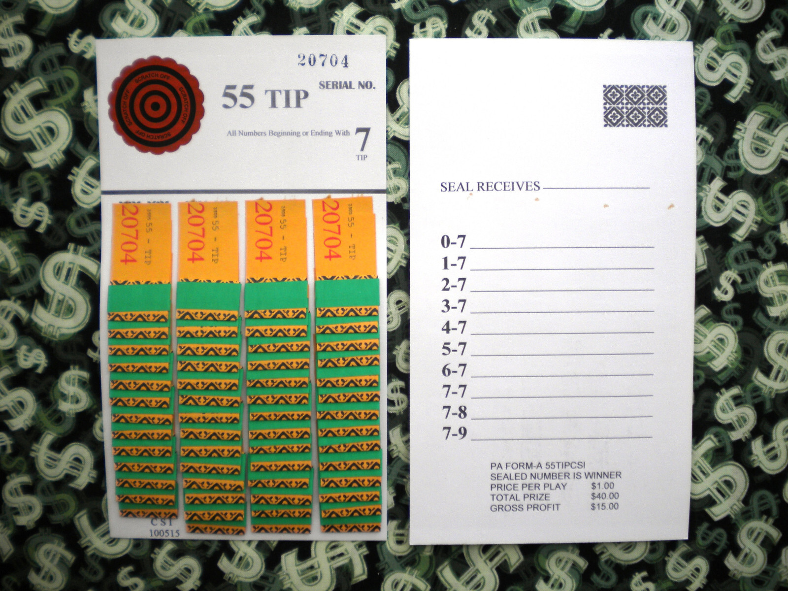 ( 4 Lot ) 55 REGULAR “NOT Sure” TIP BOARDS {0-7 to 7-9} Pull Tab Jar Tickets