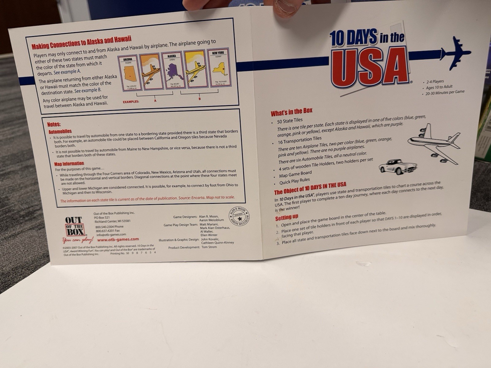 10 Days In The USA Board Game Out Of The Box Publishing 2003 Complete