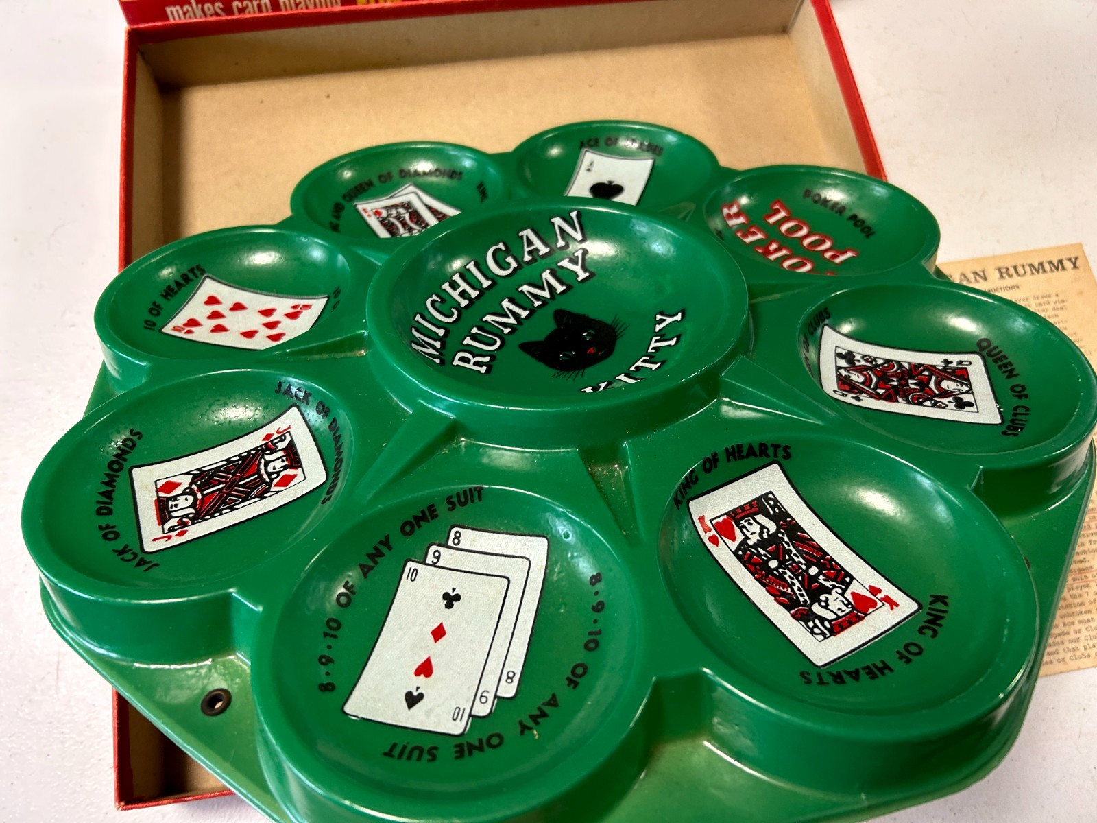 Vintage 1958 Michigan Rummy Playing Tray, Transogram Comp NY Very Nice Cond