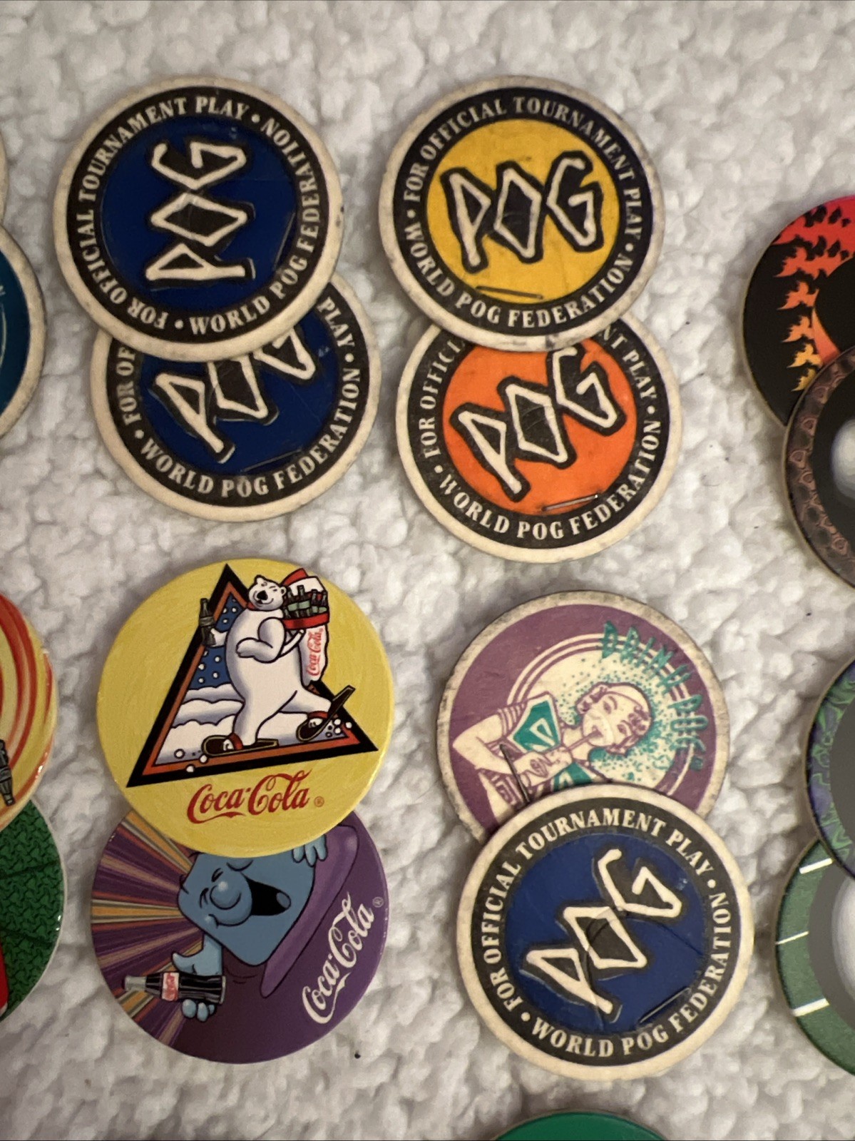 30 Pogs 1994 The World Pog Federation Coca Cola Logitech Icee Slammer