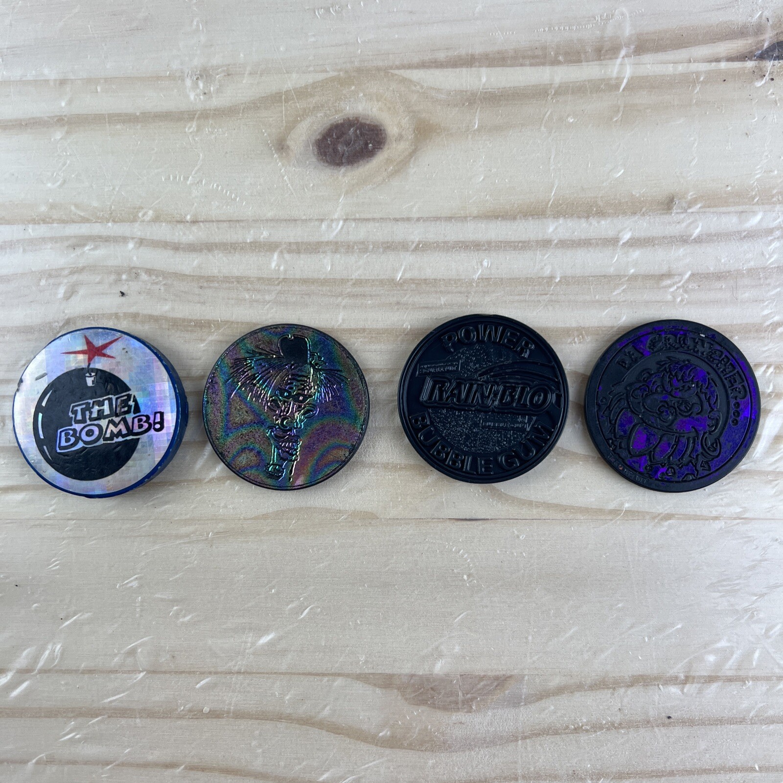 Vintage Lot of Pogs Slammers Plastic Metal Poison Indian Miami Dolphins Raiders