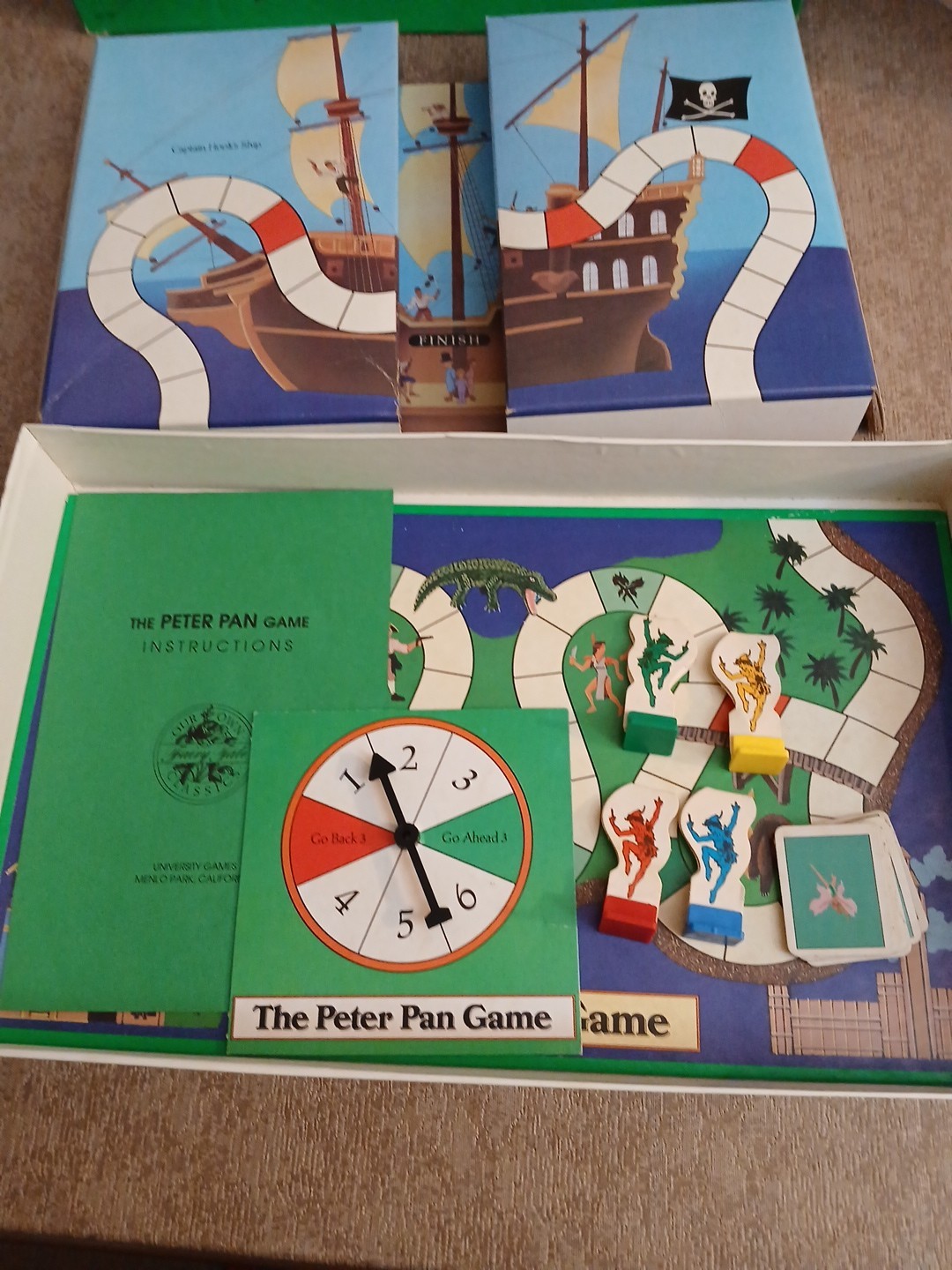 Vtg 1990 University Games the Peter Pan Board Game COMPLETE /NO READING age 3-8