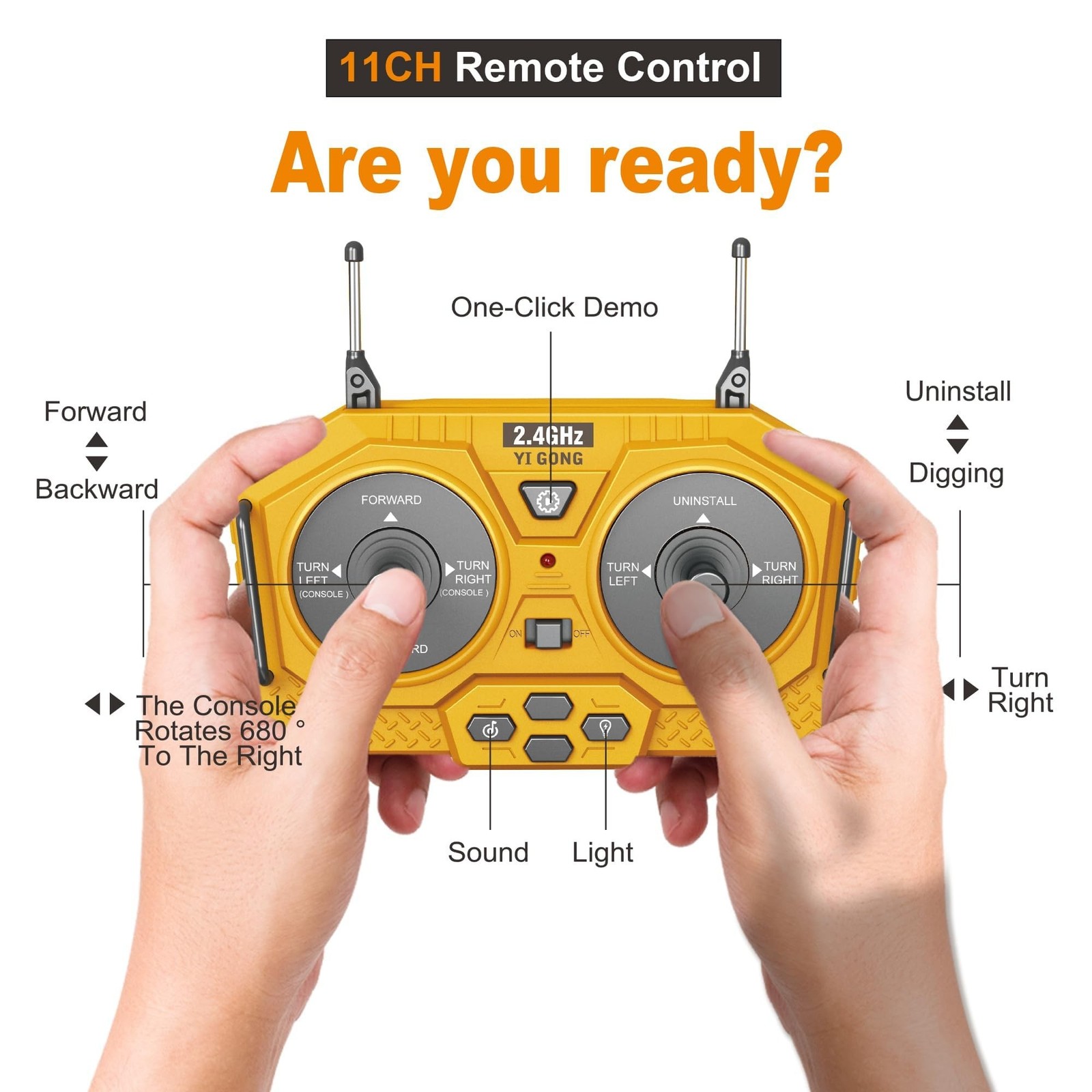Remote Control Excavator Toy for Boys 4-7, RC Excavator 680-degree Turns with…