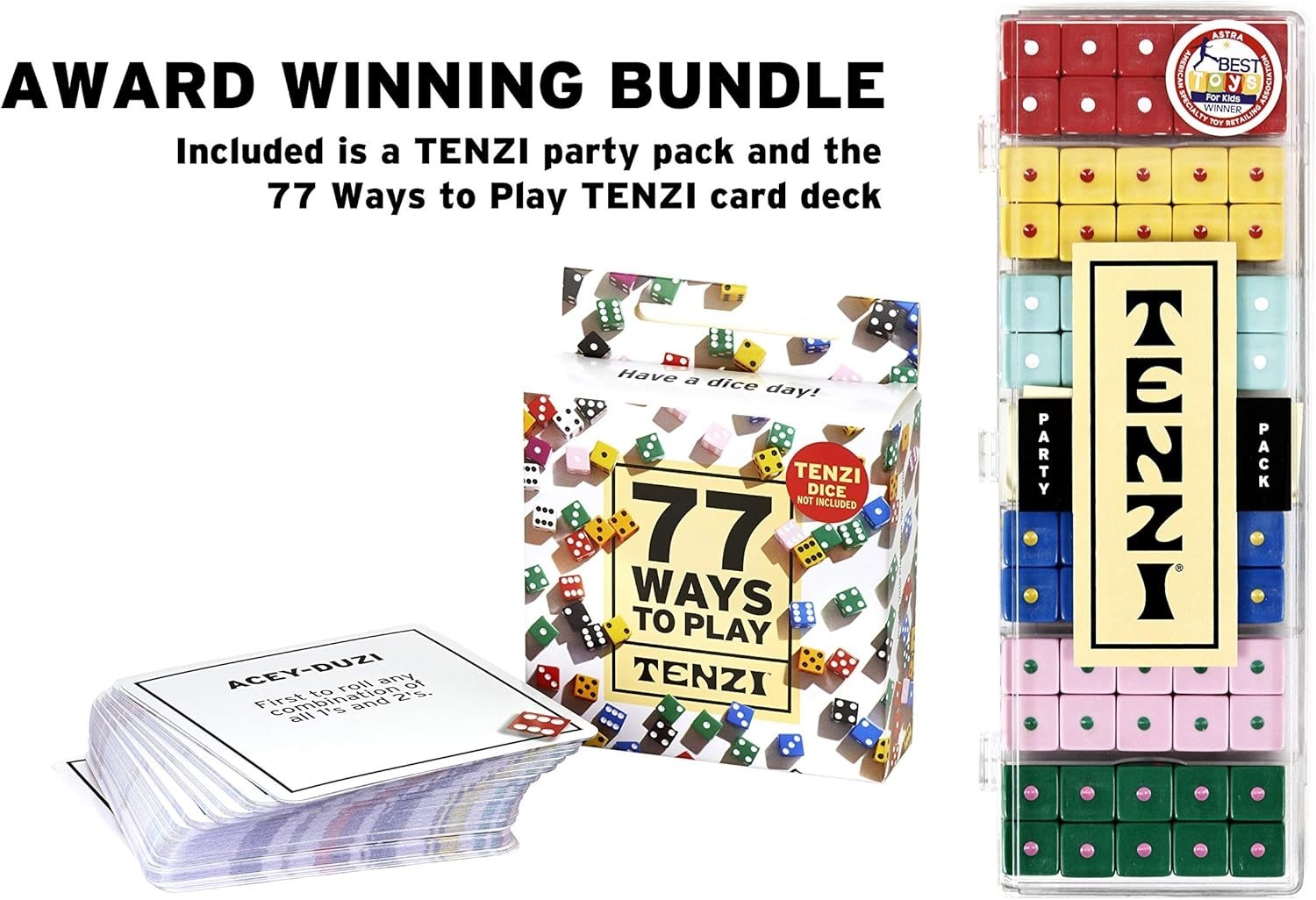 TENZI PARTY PACK COMBO – Dice Game w/ 77 Ways to Play Card Fun Family Game Night