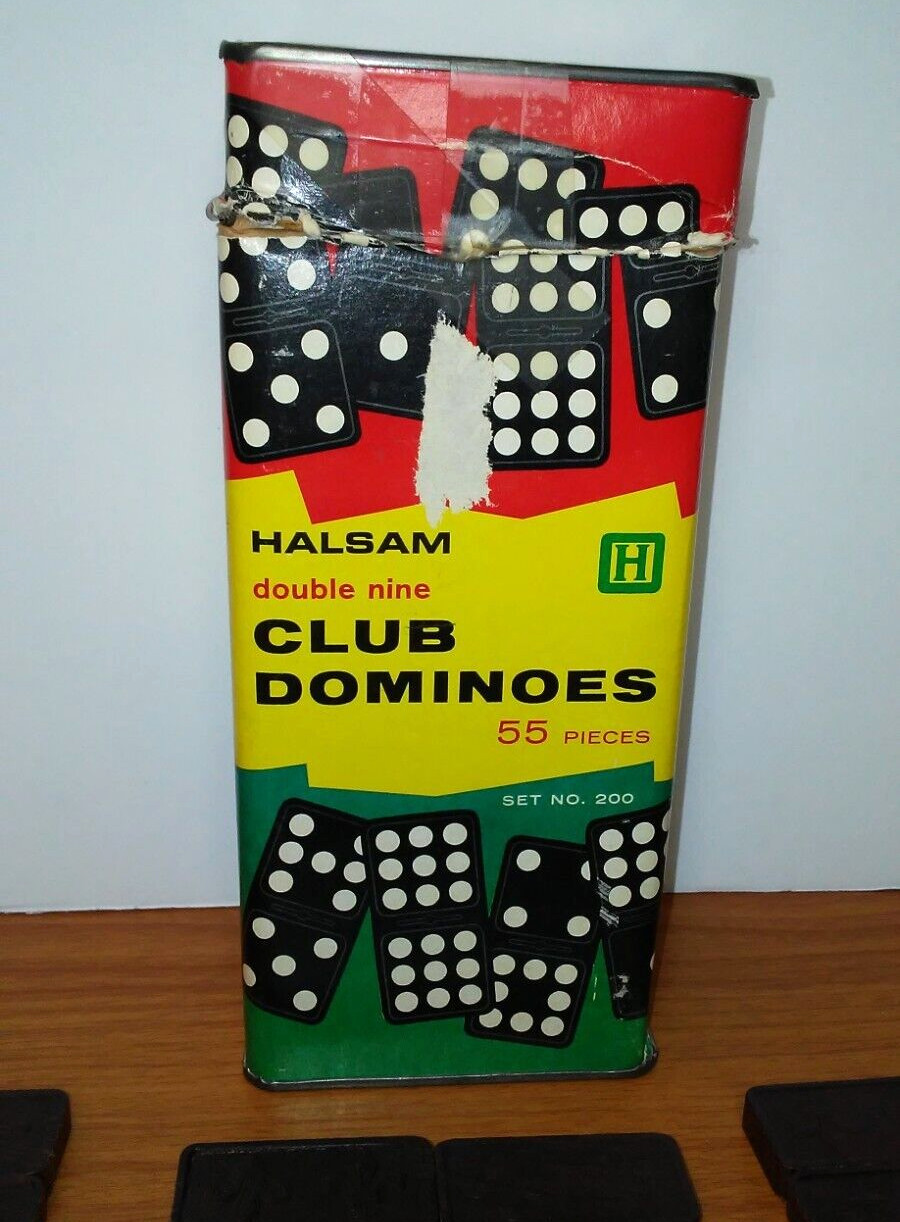 Halsam Double Nine Club Dominoes Game Set No. 200 Vintage 1970s Playskool USA