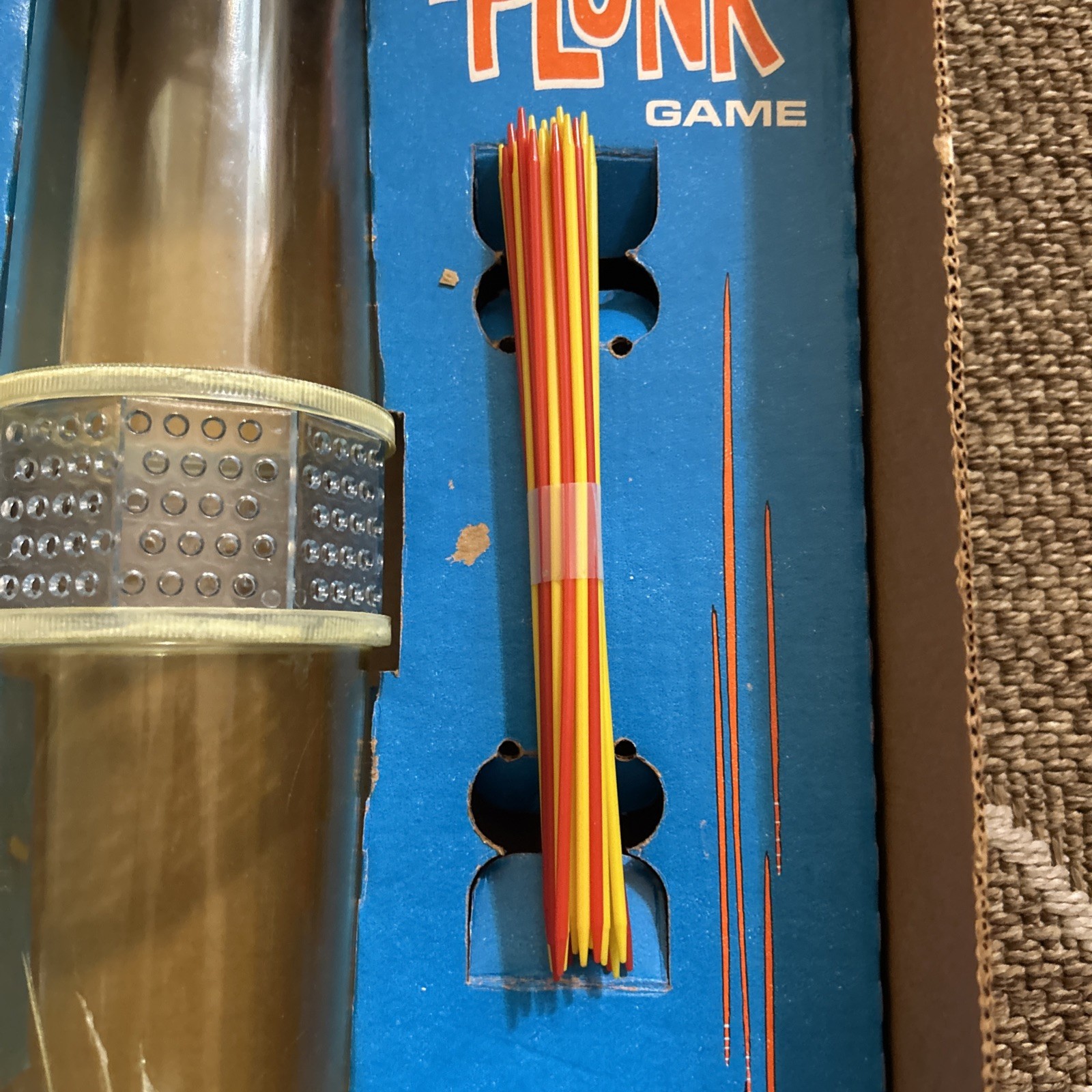 1967 Kerplunk By Ideal Original Box 26 Sticks 27 Marbles Small Crack On Tube!