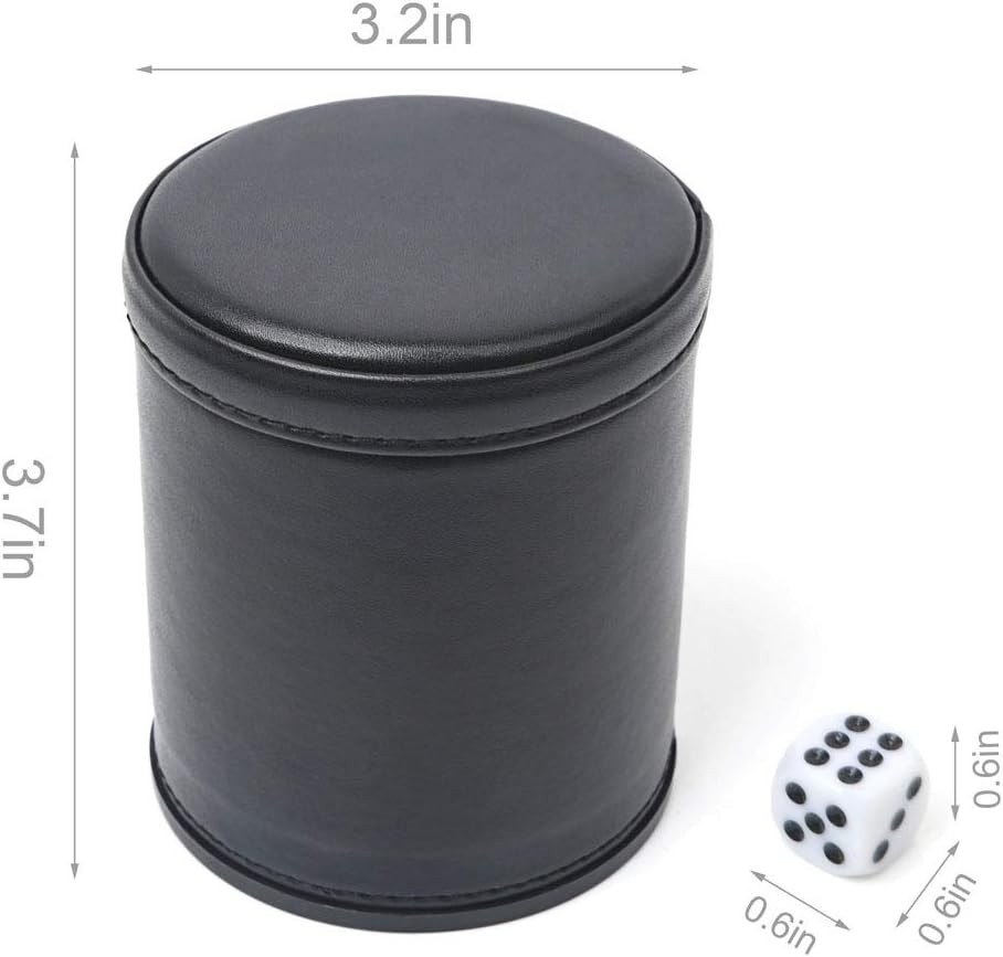 Felt Lined Professional Dice Cup – with 6 Dices Quiet for Yahtzee Game