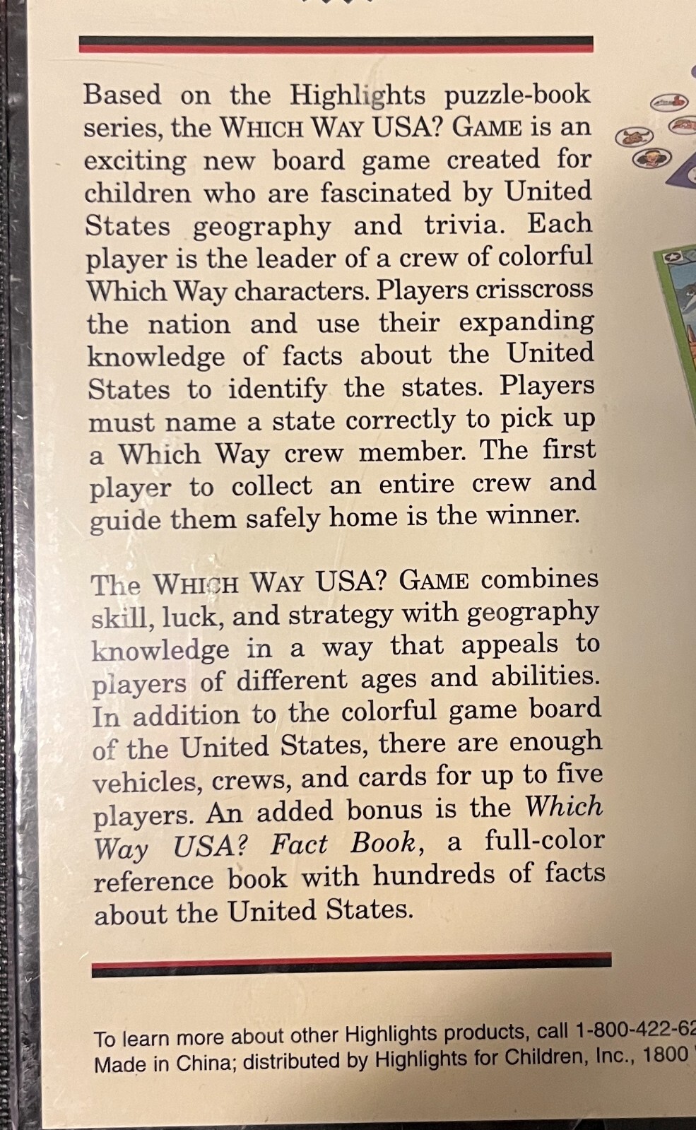 Highlights Which Way USA Board Game Geography Trivia Brand New