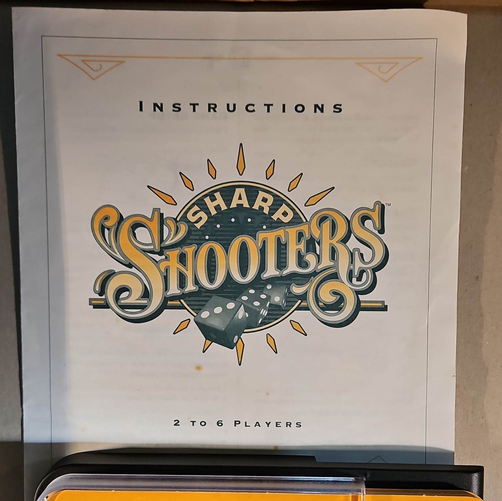 MB Sharp Shooters Dice Game w/ Cards Chips Dice Instructions
