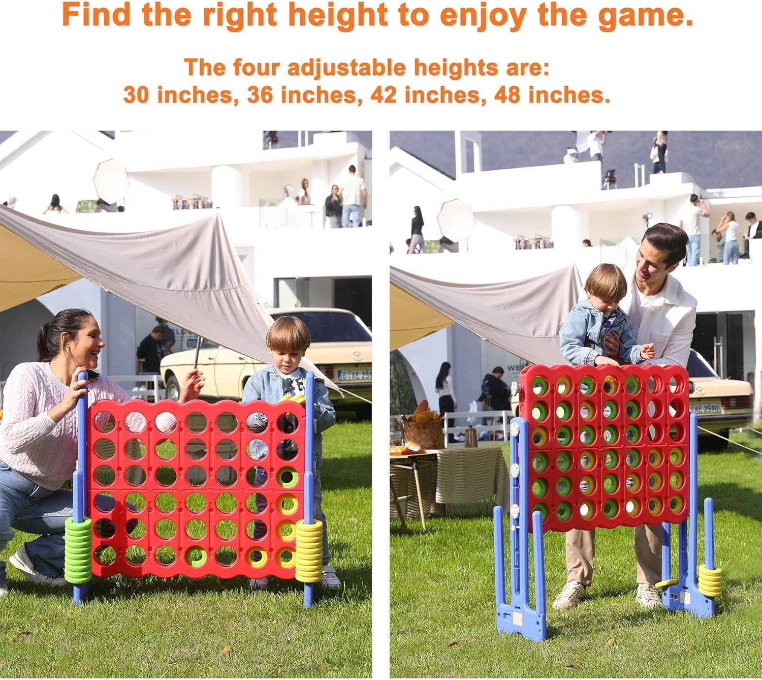 Patent Authorized Giant 4 Connect in a Row Game, Height Adjustable Jumbo Yard…