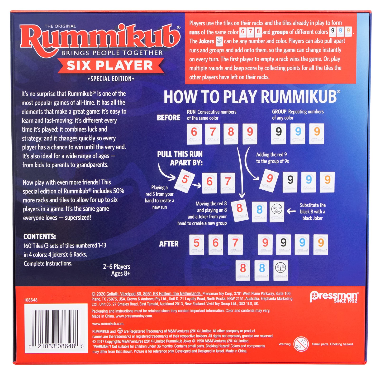Rummikub Six Player Edition – The ca. 6.35 cm x 26.67 x cm, Blue