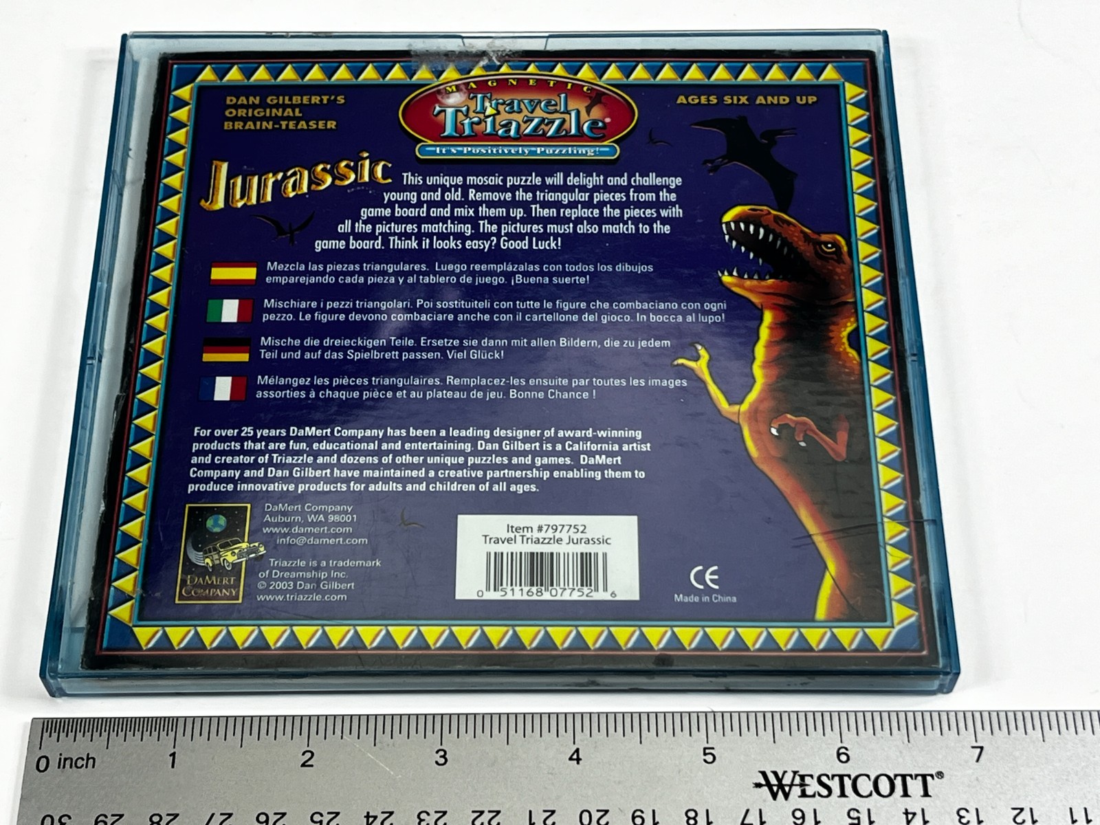Magnetic Travel Triazzle Triangle Puzzle Jurassic Dinosaurs Dan Gilbert DaMert