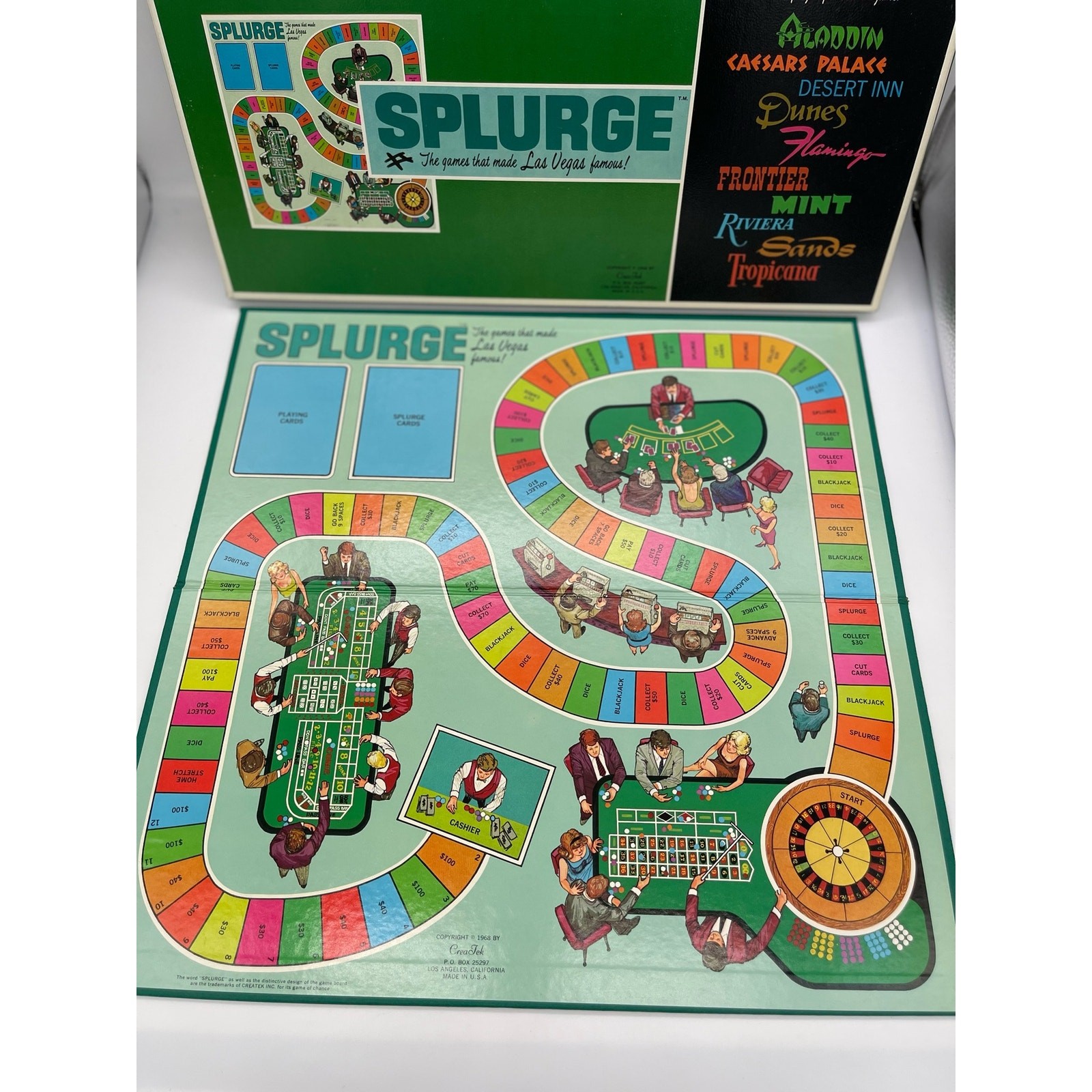 NOS Las Vegas Nevada Vintage Splurge Casino Board Game 1968 Crea Tek Casinos
