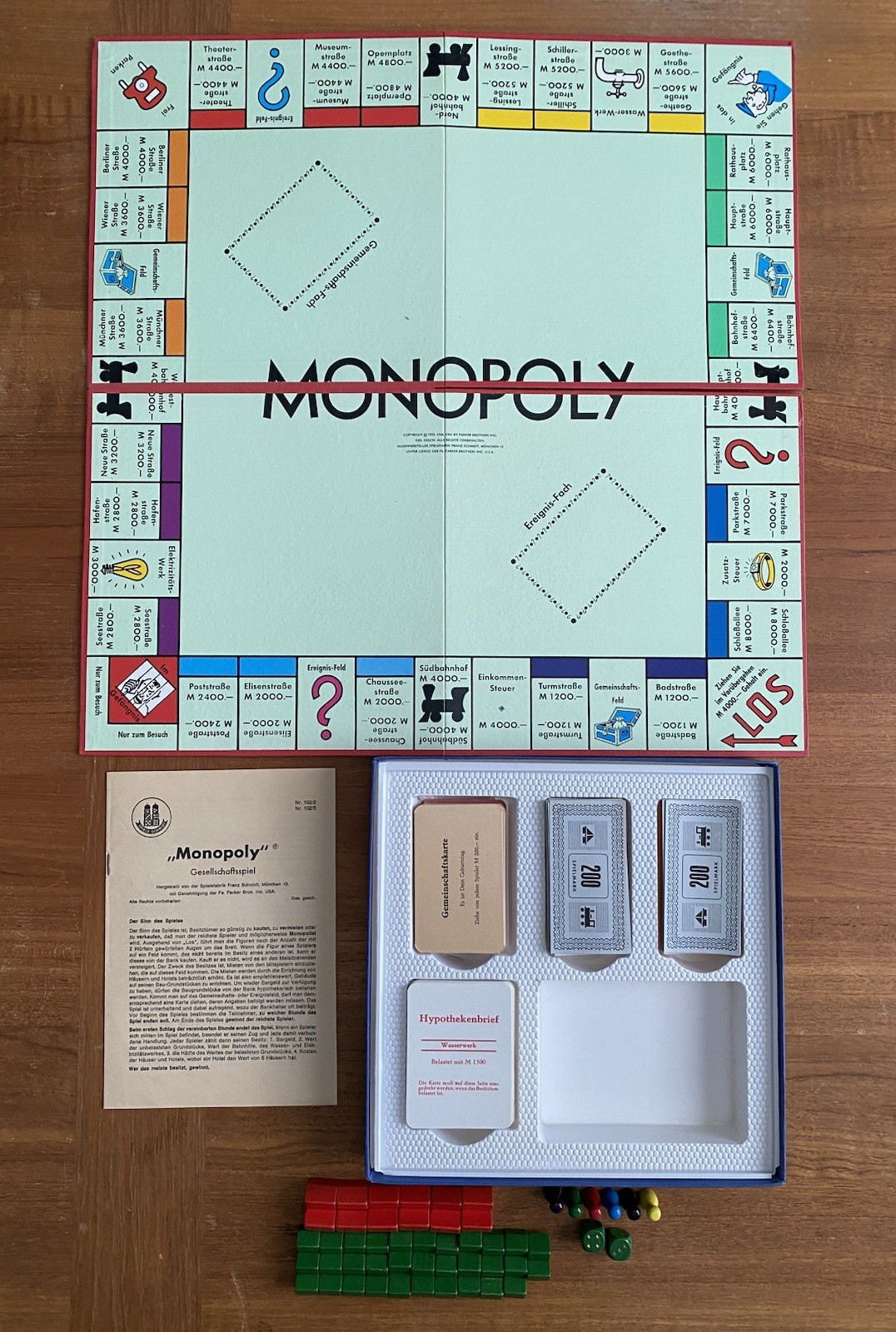 Monopoly Rare German Import 1961 Complete Wood Pcs Spiele Schmidt Excellent