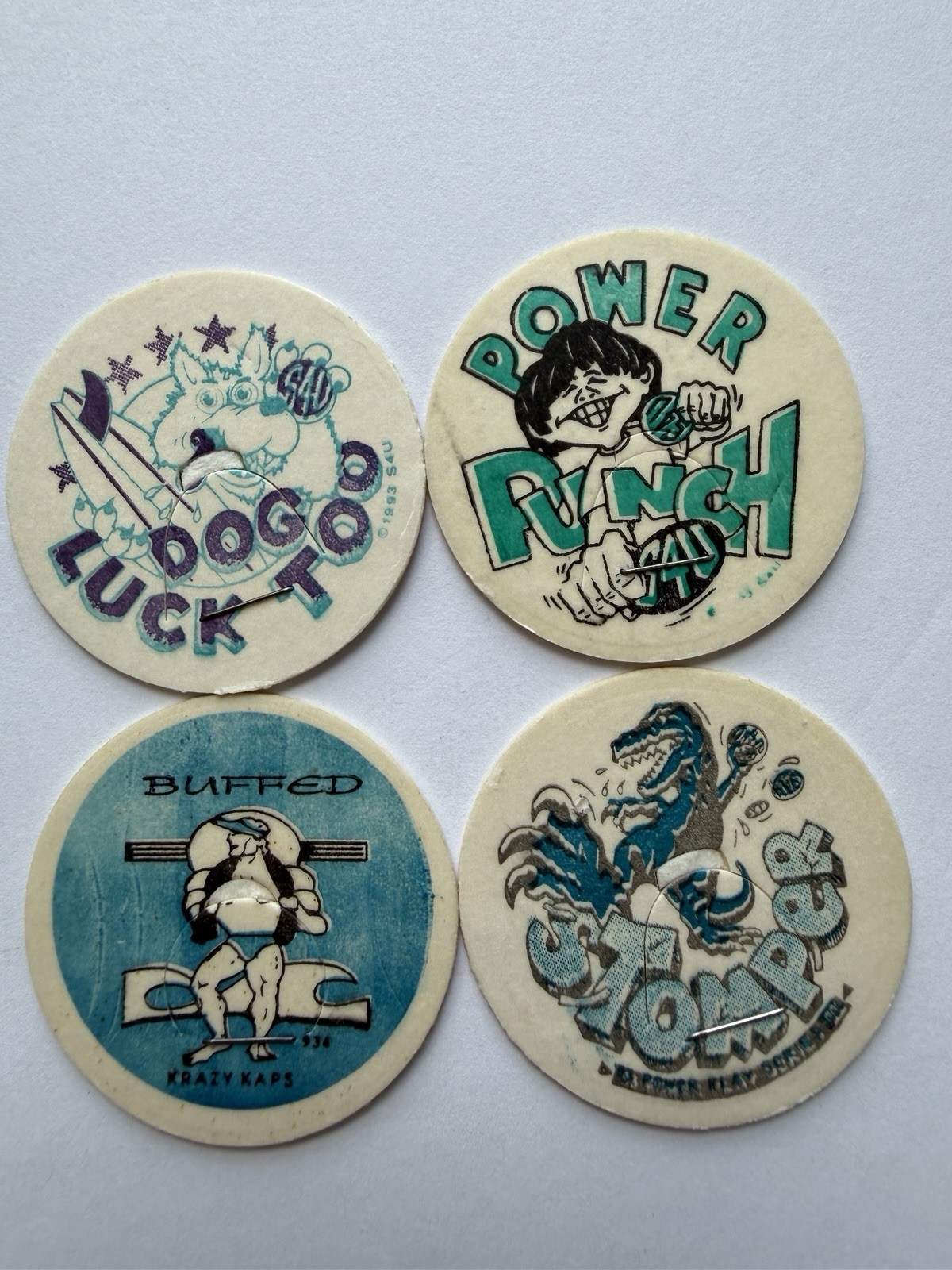 Vintage POG Milk Cap Lot Dogo Luck Power Punch Komper Krazy Kaps 1990s