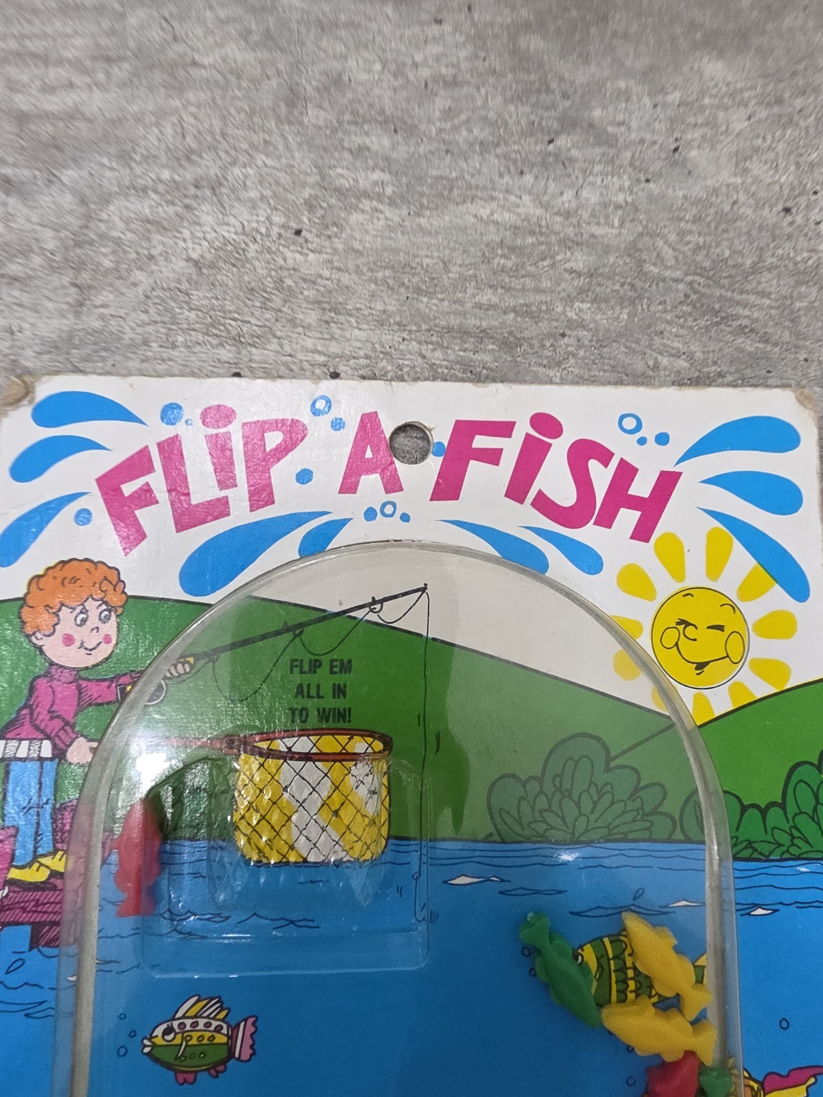 Vintage 1981 Flip A Fish Game Cardboard 80’s Rack Toy Model No 508 Berne Works