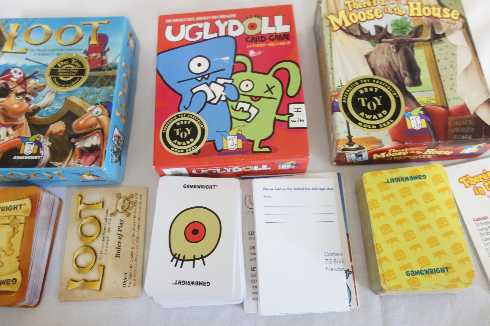 GameWright Small Box Lot of 3: Uglydoll, Loot, Moose in the House 100% Complete