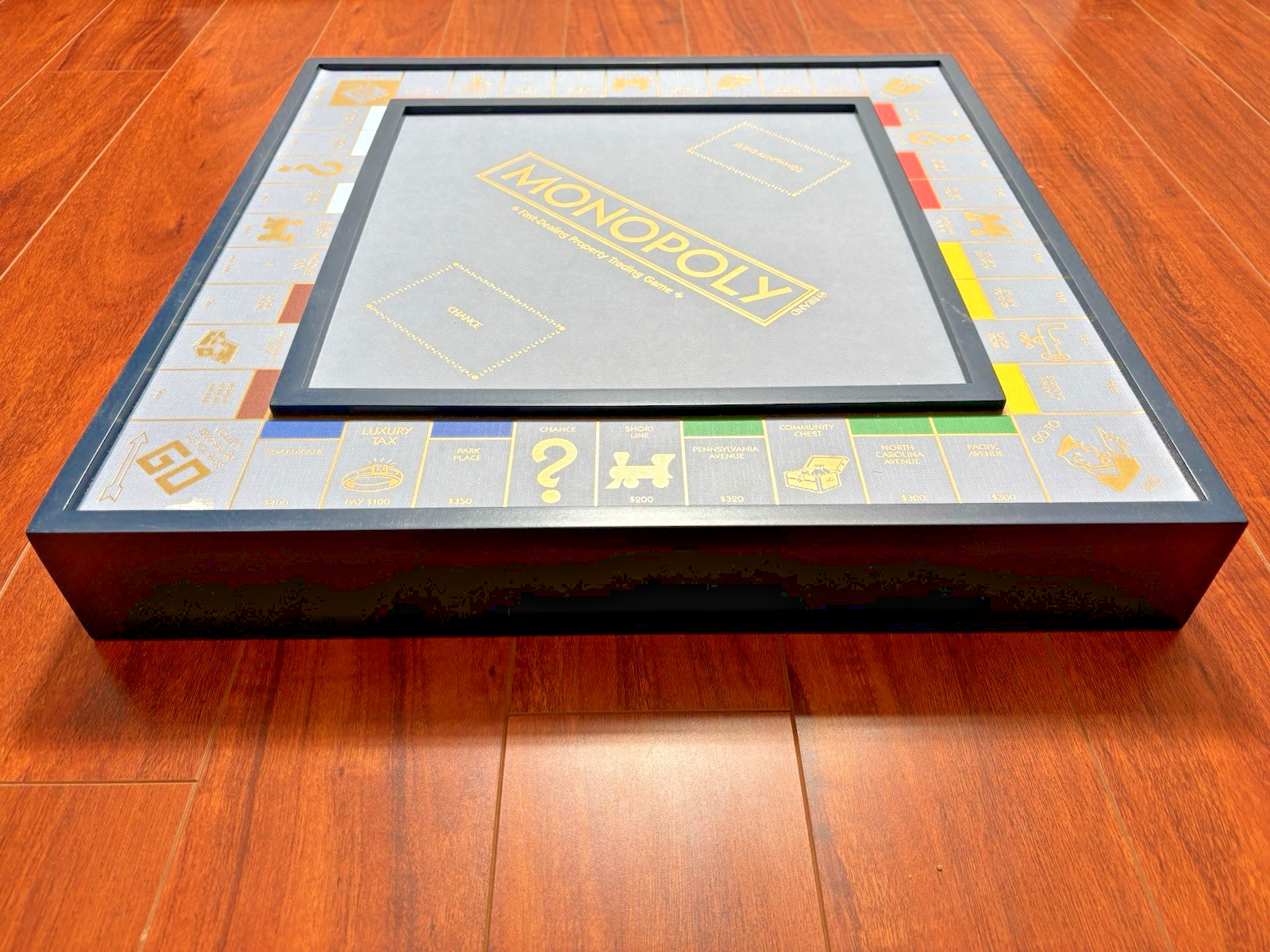 Monopoly Luxe Edition Wooden Board Game Navy Blue Gold Foil WS Game Company