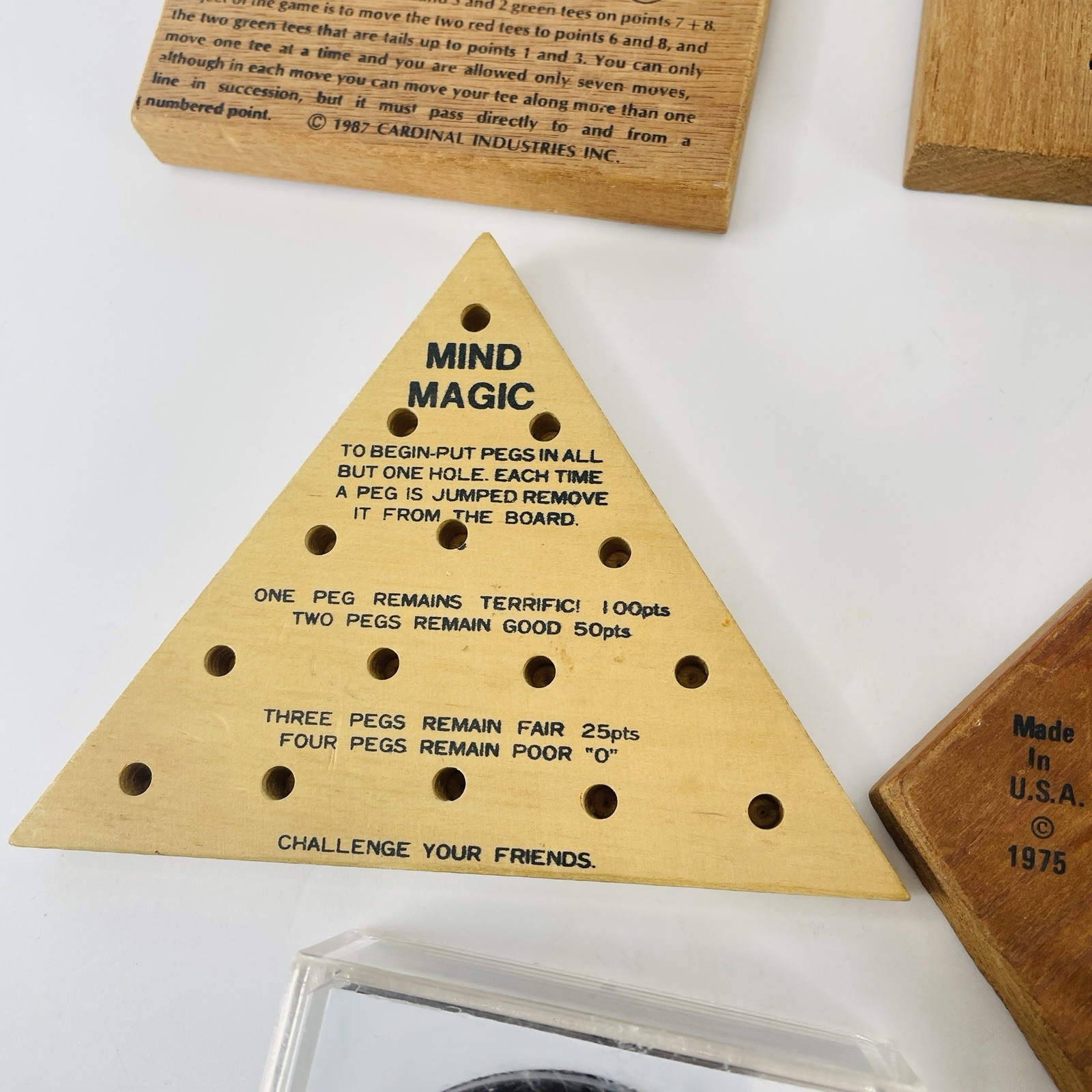 7 VTG Cardinal Reiss PEG & WOOD Brain Puzzler Games Mind Magic Starburst ETC