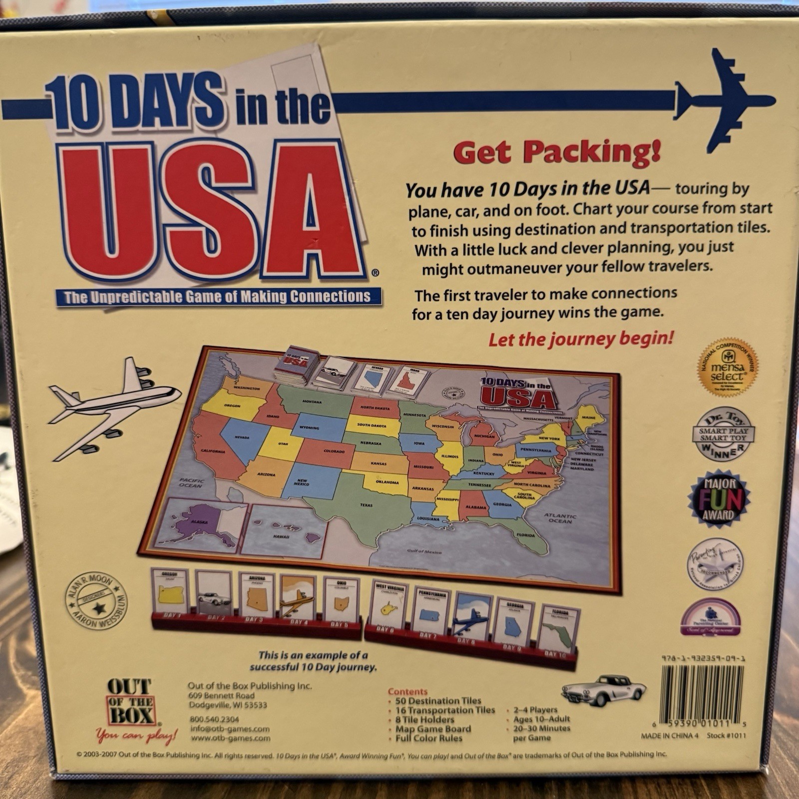 10 Days In The USA Strategy Board Game Of Making Connections Out Of The Box