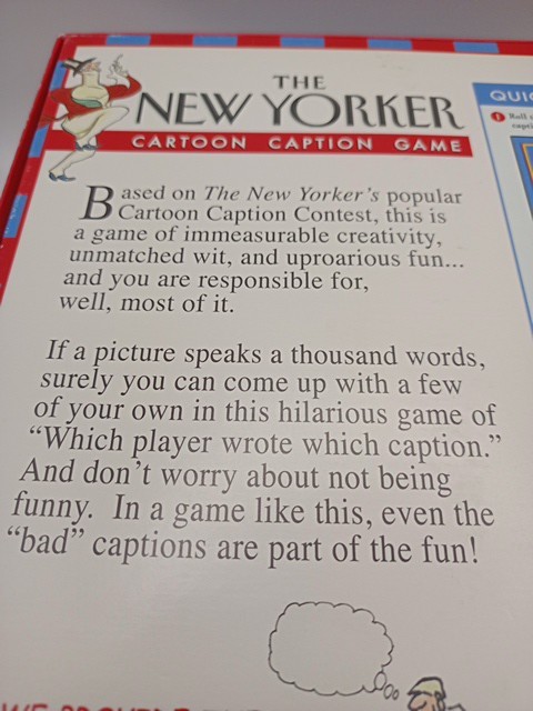 The New Yorker Cartoon Caption Game Teen To Adult 3-6 Players 2006 USA Flaw