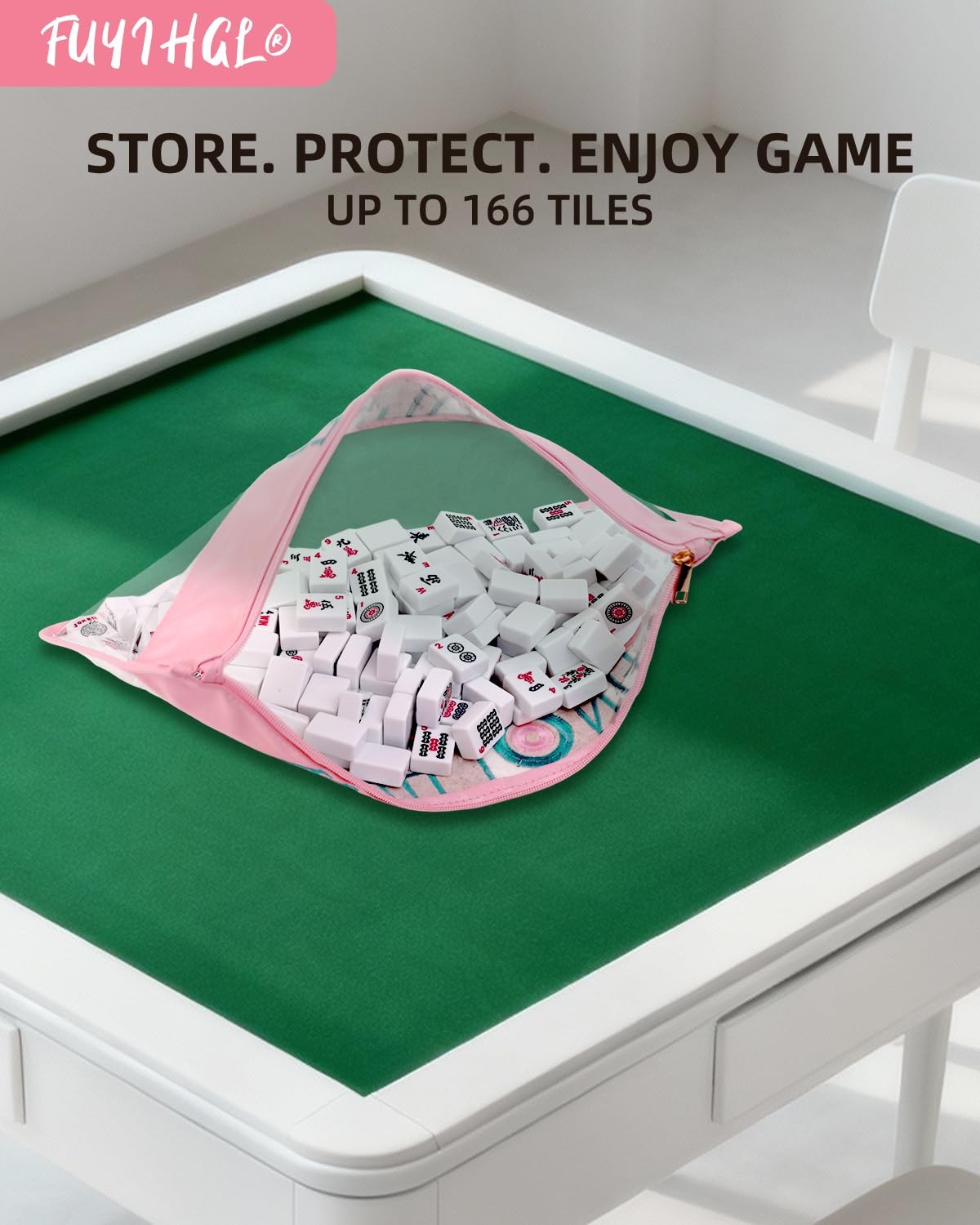 ® American Mahjong Tiles Bag with Zipper – Pink Empty Clear Carrying Case Onl…