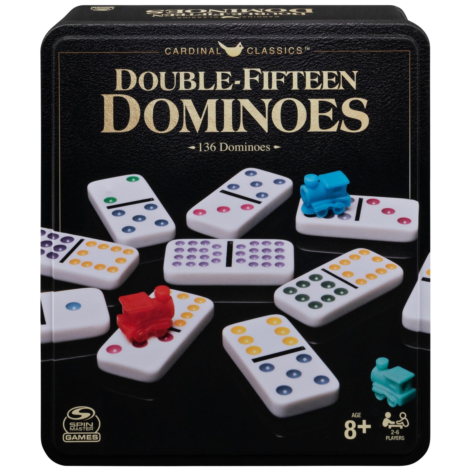 Double 15 Dominoes Game Set Classic Family Board Game with Storage Tin