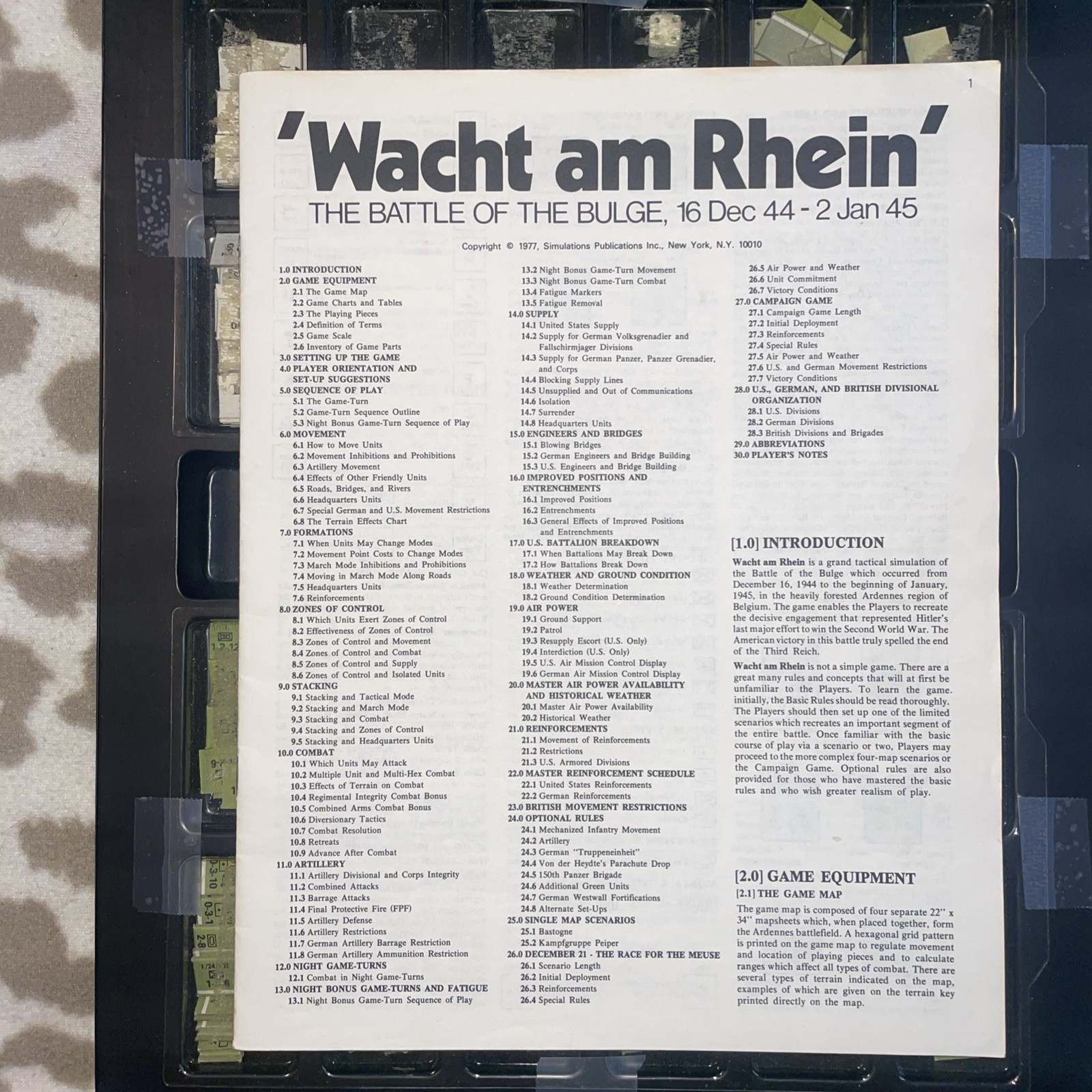 SPI. Wacht Am Rhein. 1977. 1st Edition. Punched. Excellent Condition Rare